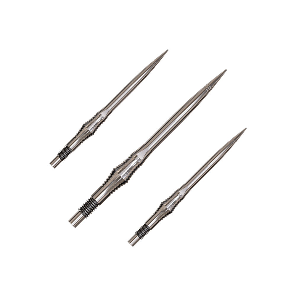 Harrows Quick Point Spire Elite Series Dartspitzen - Silber Spire Silver Elite Serie Dartspitzen in 35mm Länge werden abgebildet. Das Set enthält mehrere Spitzen.