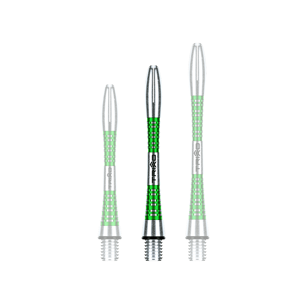 7013-403_Winmau_Triad_Aluminium_Shafts_Gr-n_41mm_1 Winmau Triad Aluminium Shafts im eleganten, langen Design. Die Schäfte sind parallel angeordnet.