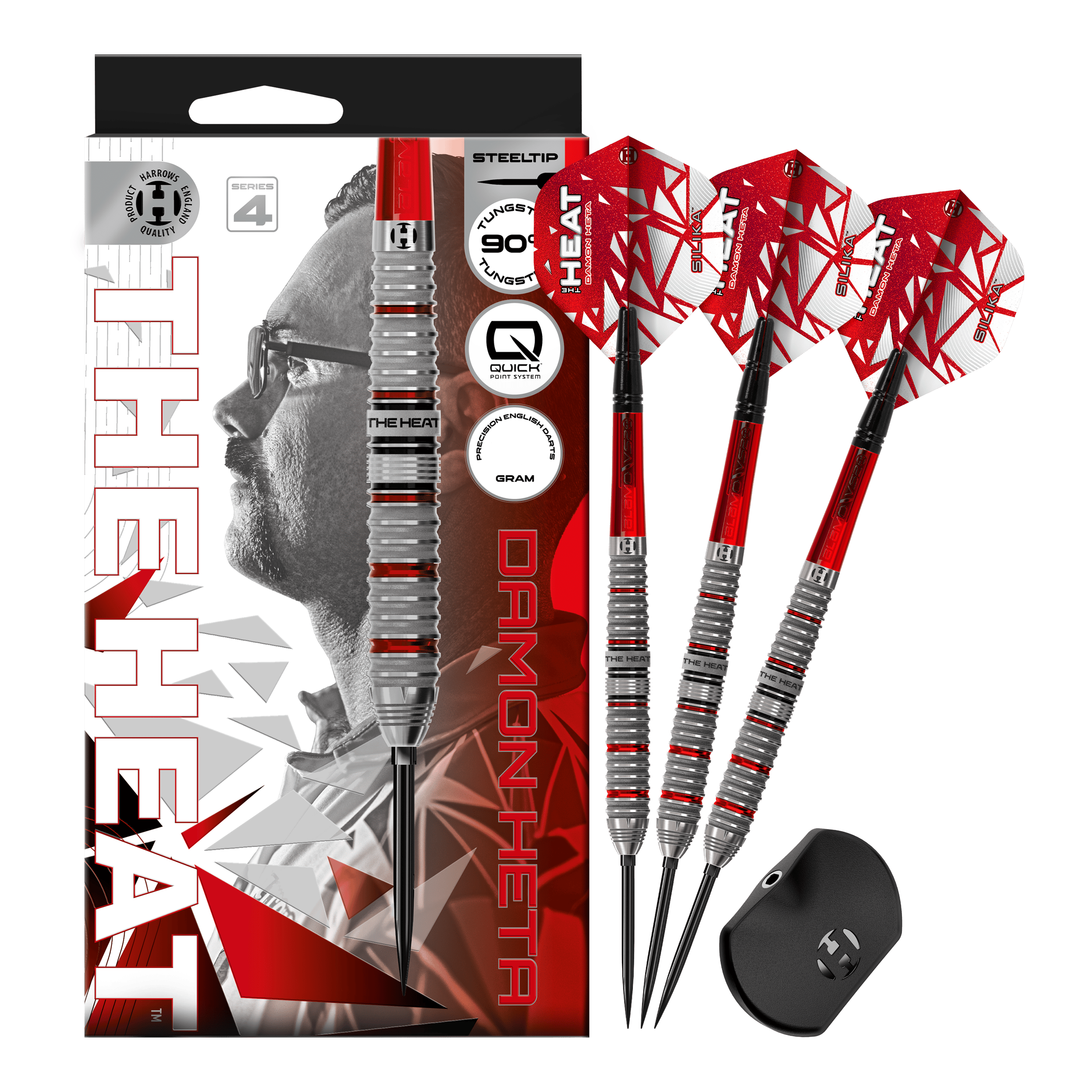 Freccette in acciaio Quick Point Damon Heta Series 4 di Harrow Hier wird das Set Harrows Damon Heta Series 4 Quick Point Steeldarts präsentiert. Das Produkt besticht durch Präzision und robuste Verarbeitung.