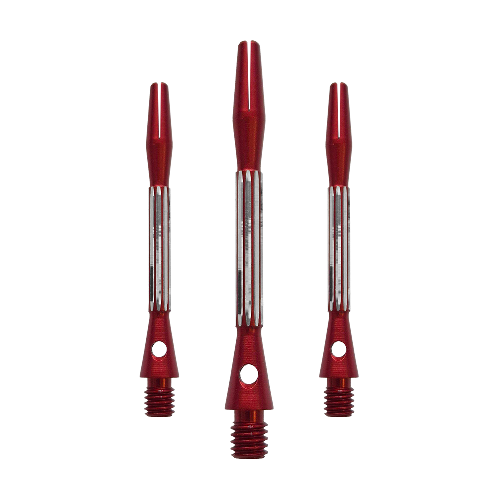 Aste in alluminio Bulls NL Flash 2 - Rosse - 46 mm Die Bulls NL Flash 2 Aluminium Shafts in Rot werden hier als Set gezeigt. Sie sind 46 mm lang und aus Aluminium gefertigt.