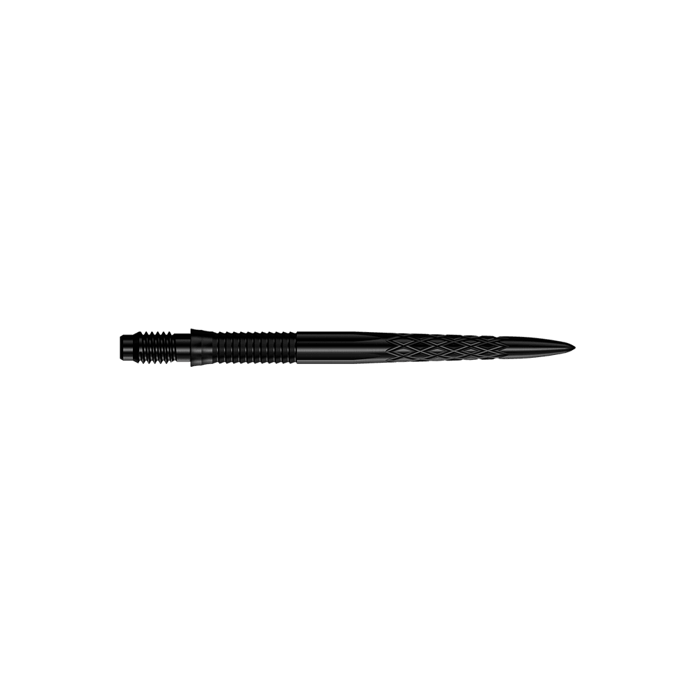 Punte per freccette Mission R2.5 Rapid Point DSX - Nere Abgebildet sind schwarze Dartspitzen mit einer Länge von 30 mm. Die Spitzen liegen parallel zueinander.