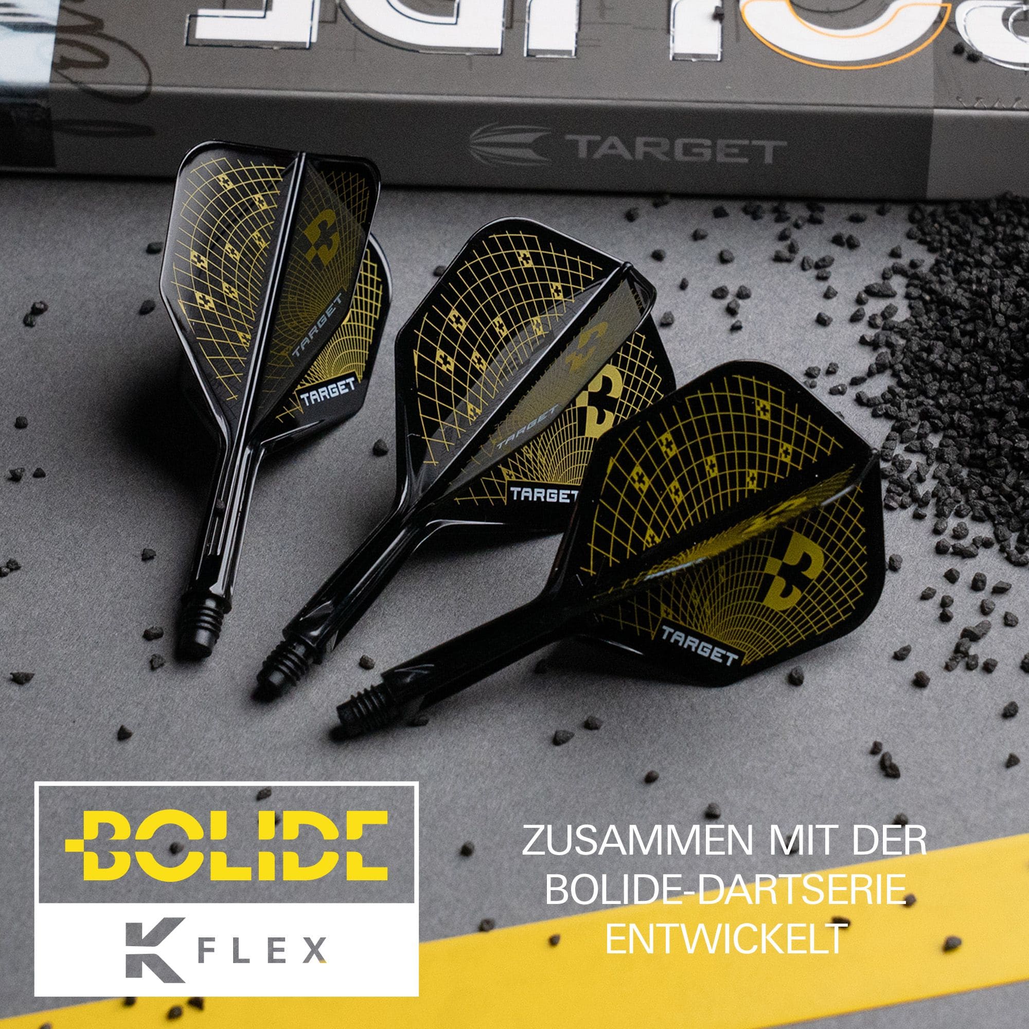 Alette Target K-Flex Bolide n. 6 Das Bild zeigt die Target K-Flex Bolide No6 Flights. Diese Flights sind für alle Dartspieler geeignet.
