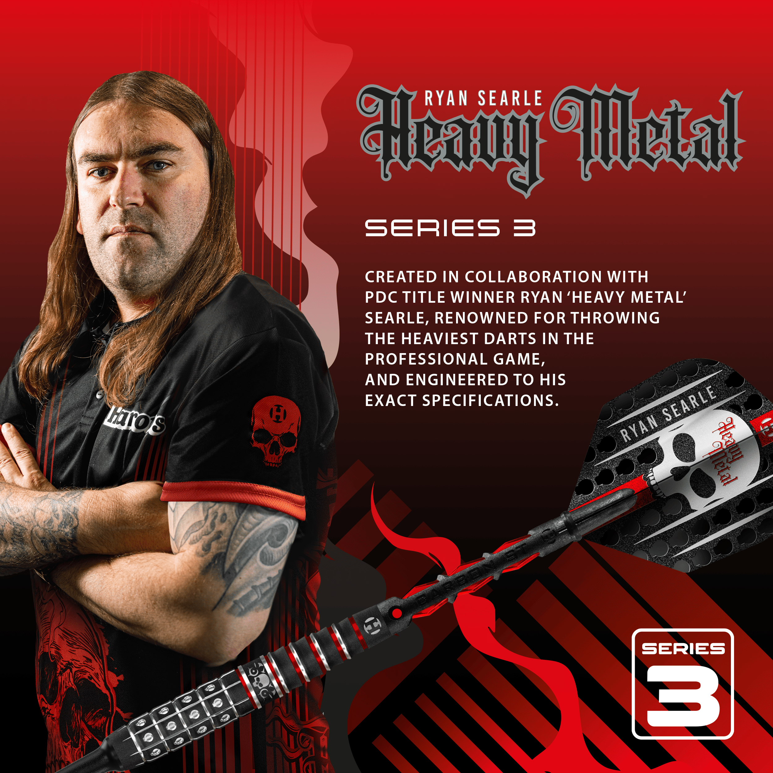 Freccette morbide Ryan Searle Series 3 di Harrow Zu sehen sind die Harrows Ryan Searle Series 3 Softdarts. Die Dartpfeile sind für das elektronische Dartspiel geeignet.