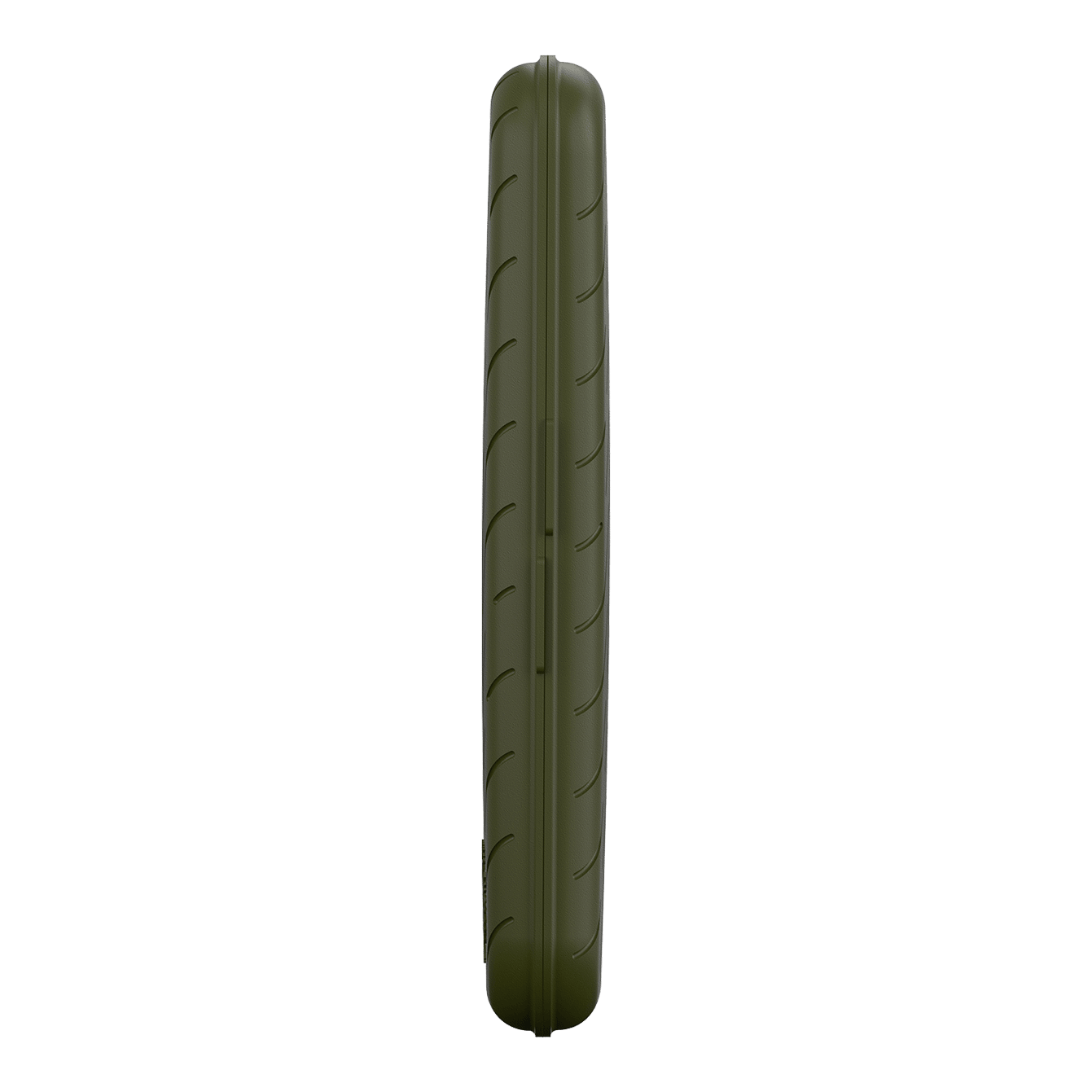 Custodia per freccette Harrows Slimcase Auf dem Bild ist ein schlankes, grünes Etui von der Seite zu sehen. Das Etui hat eine glatte Oberfläche mit leichten Rillen.