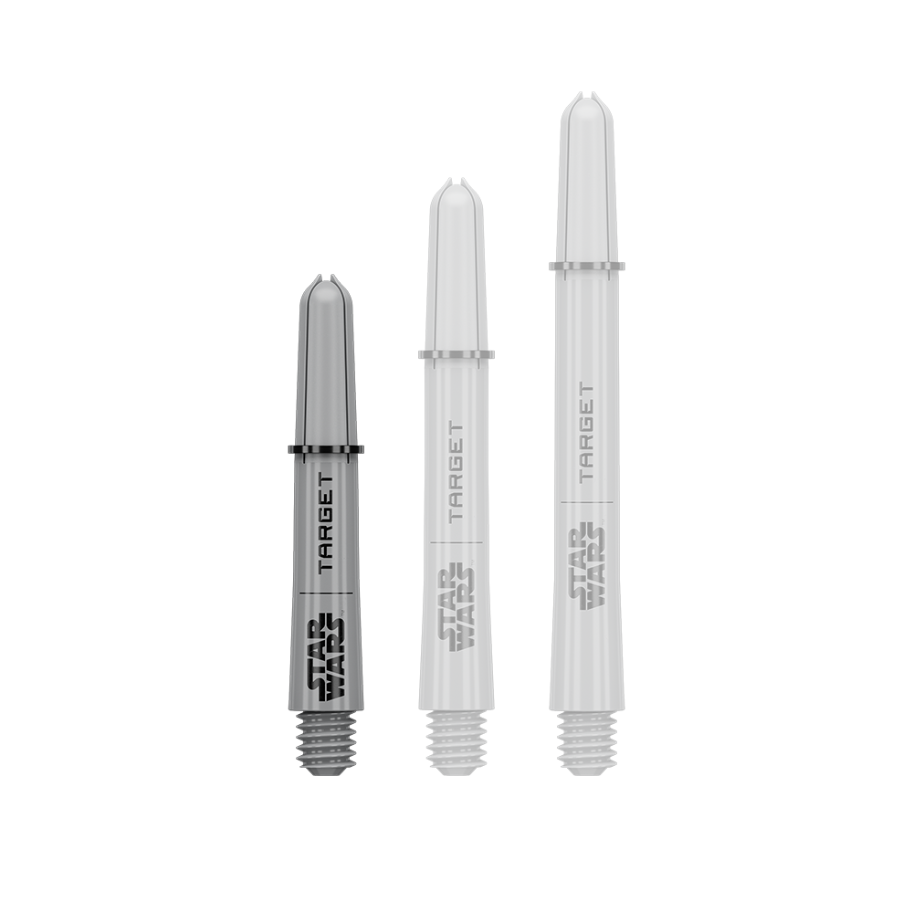 Aste Target Star Wars ProGrip - Grigio Das Bild zeigt vermutlich einen Pro Grip Shaft in Grau, 34 mm, kurze Ausführung. Das Produkt ist Teil der Star Wars Reihe.
