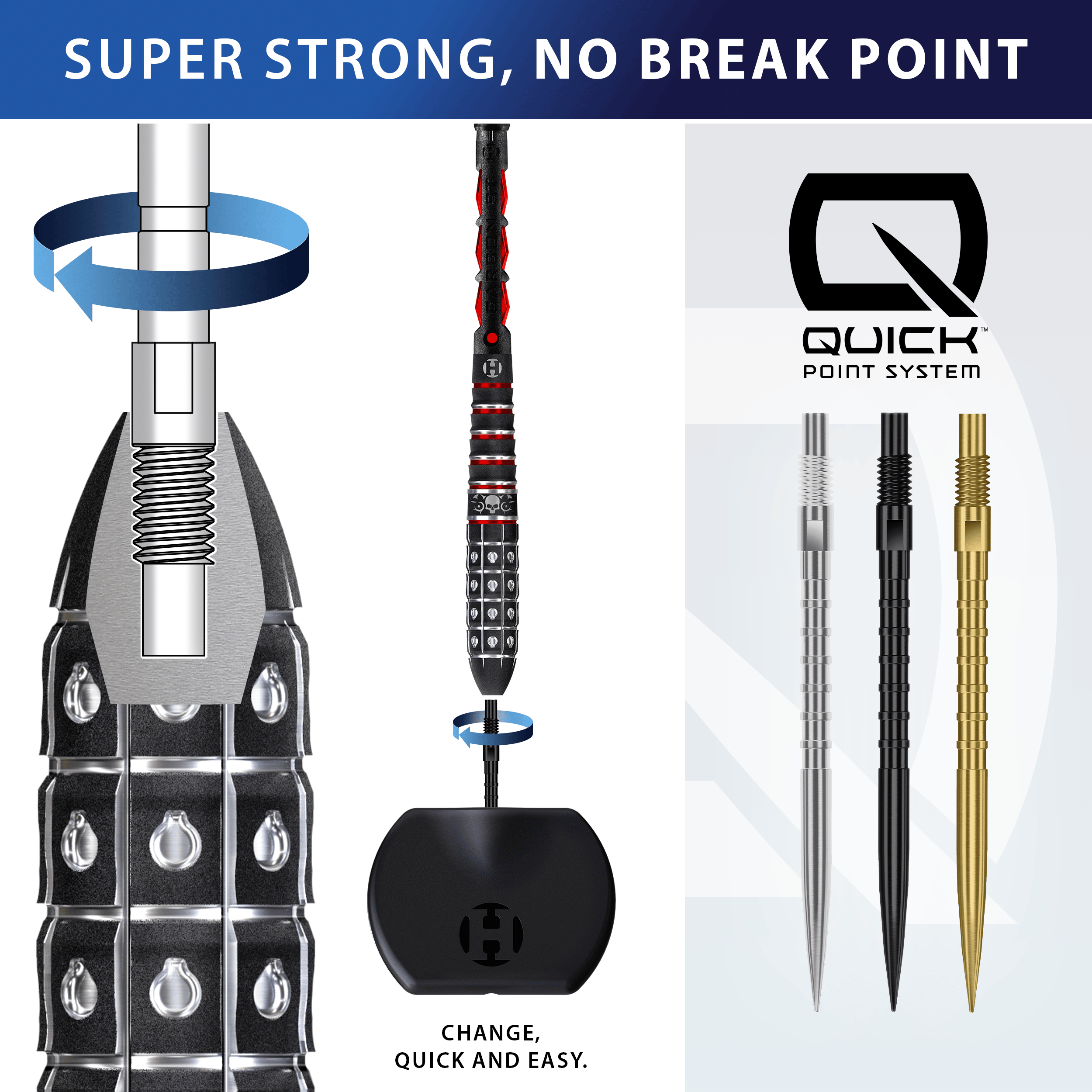 Punte per freccette Harrows Quick Point Heavy Metal - Oro Harrows Quick Point Heavy Metal Dartspitzen in Schwarz sind abgebildet. Sie werden für das Dartspiel genutzt.