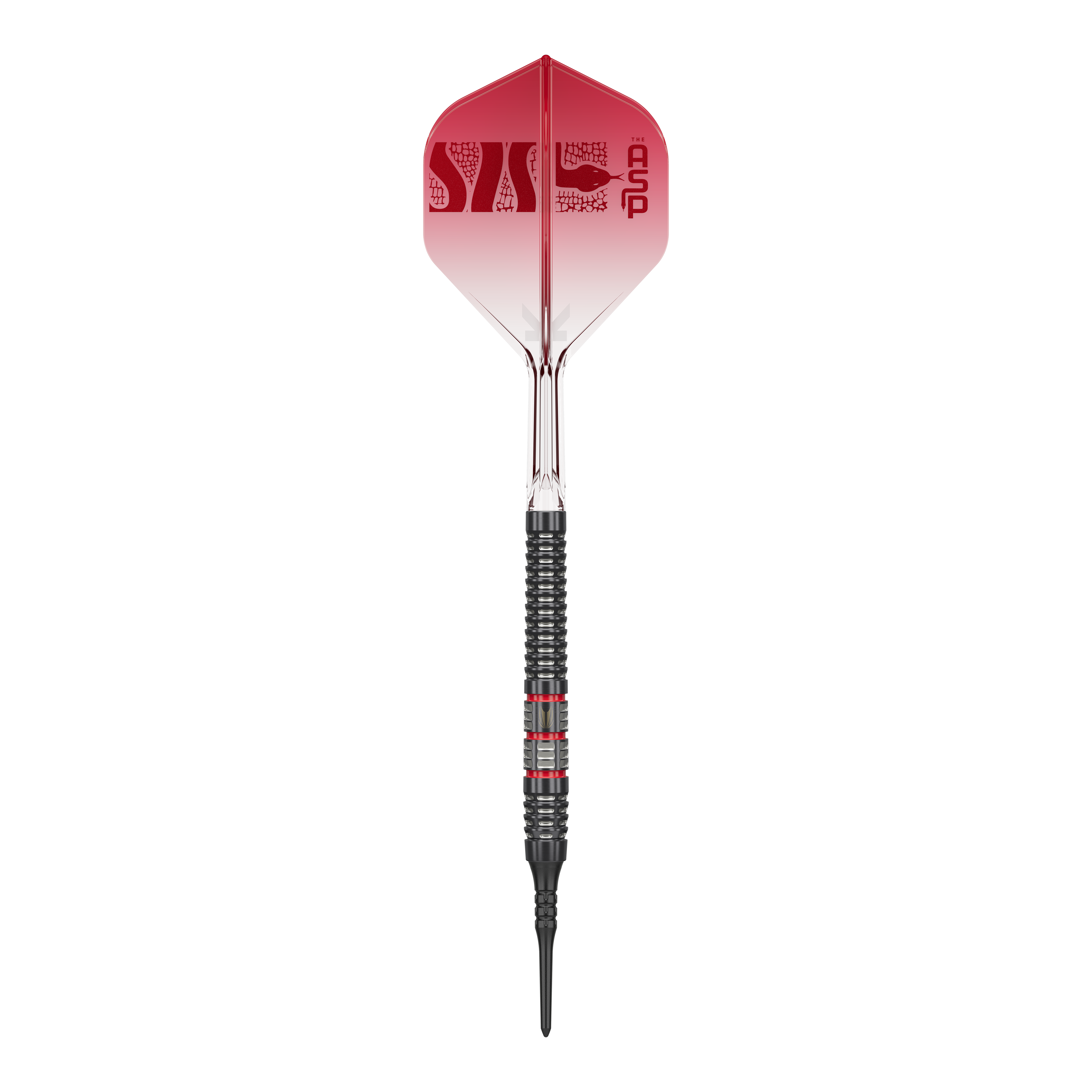 Gezeigt wird der Target Nathan Aspinall 95K Softdarts - 18g. Der Dartpfeil ist sorgfältig verarbeitet und liegt gut in der Hand.