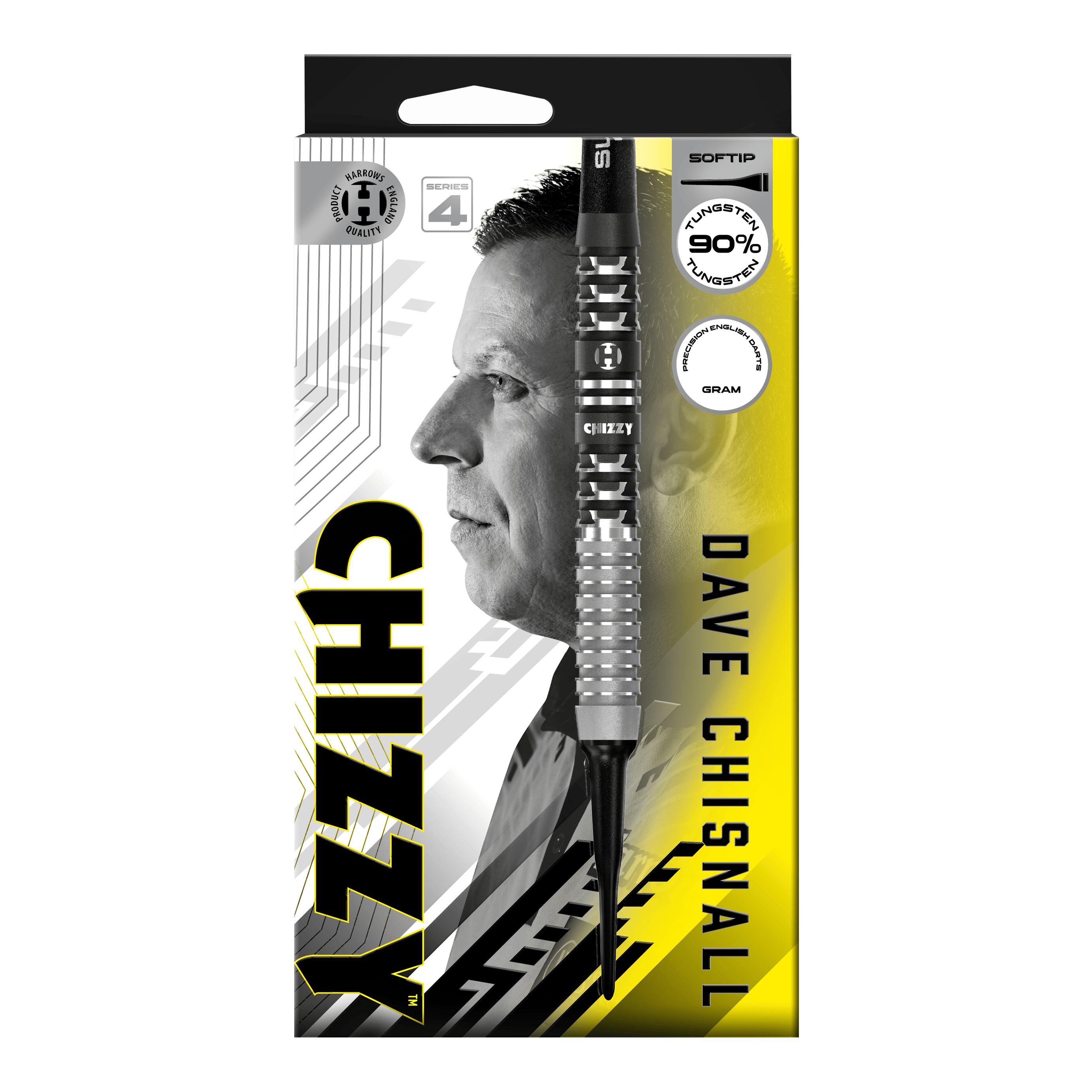 Freccette morbide Dave Chisnall Chizzy Series 4 di Harrow Das Bild zeigt die Harrows Dave Chisnall Chizzy Series 4 Softdarts. Diese Softdarts wurden für Präzisionswürfe entwickelt.
