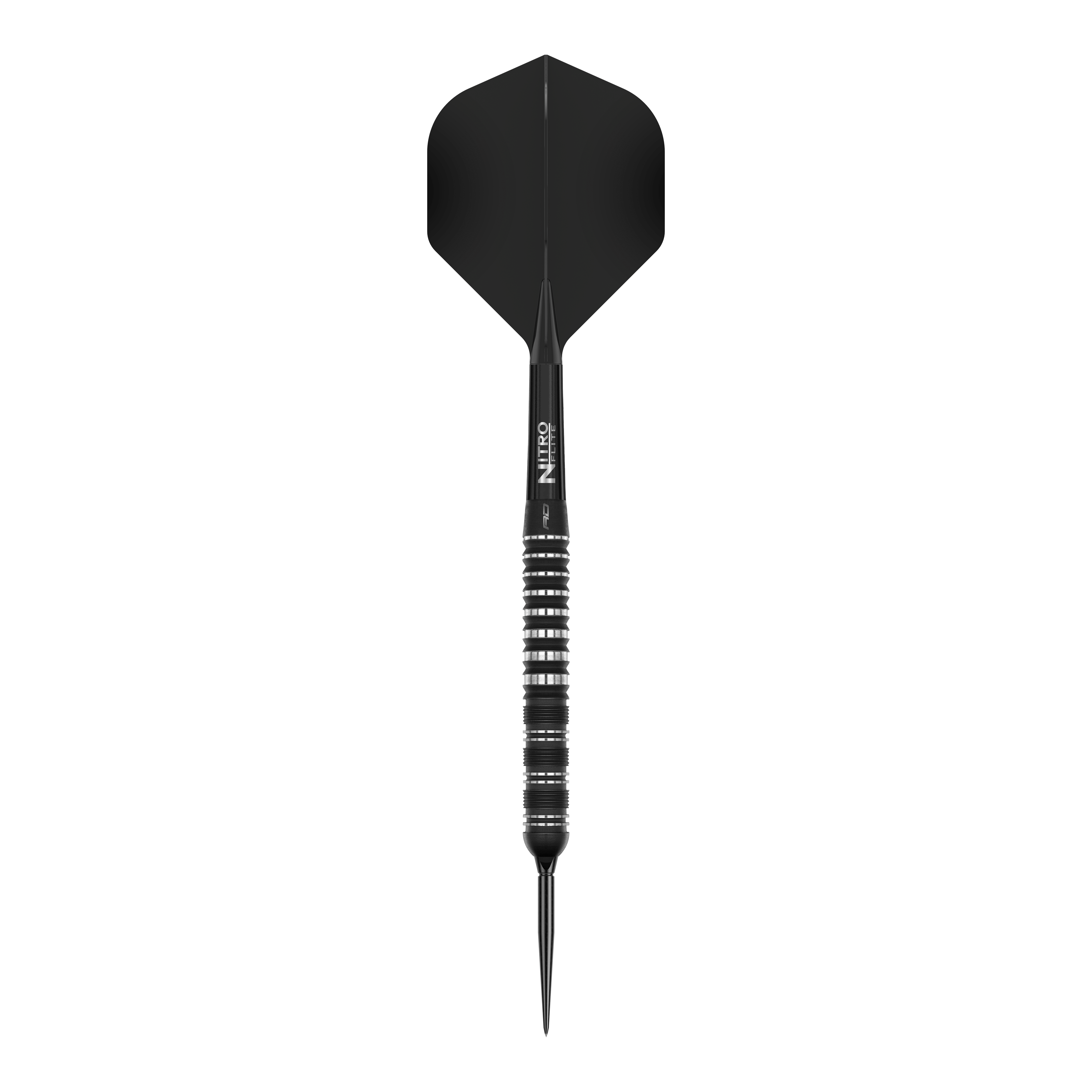 Freccette in acciaio Red Dragon Sable Parallel Switch Point Das Bild zeigt die Red Dragon Sable Parallel Switch Point Steeldarts. Drei silberne Darts sind nebeneinander angeordnet gezeigt.