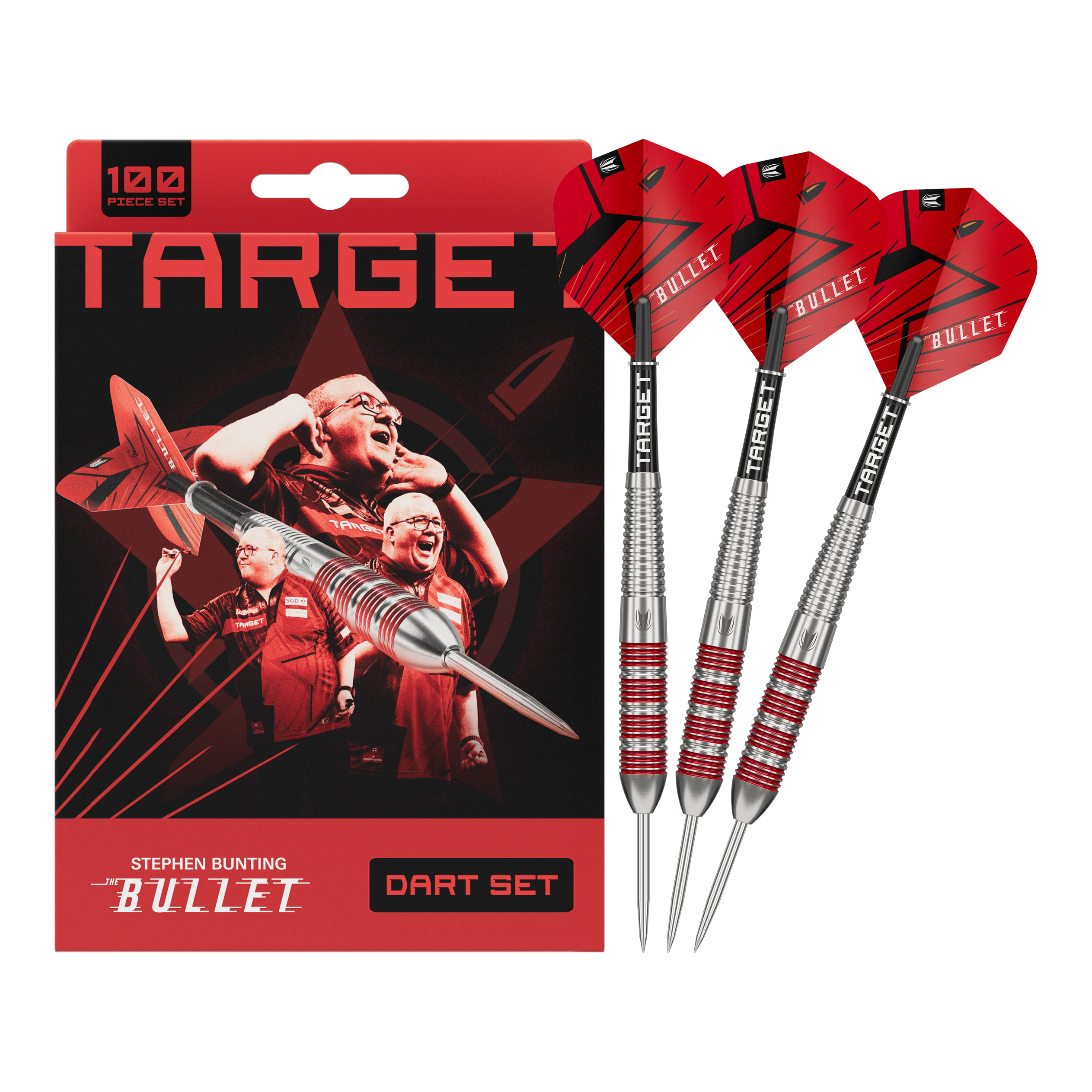 Set di 100 freccette in ottone Stephen Bunting Bullet - 22 g Set di 100 freccette in ottone Stephen Bunting Bullet - 22 g