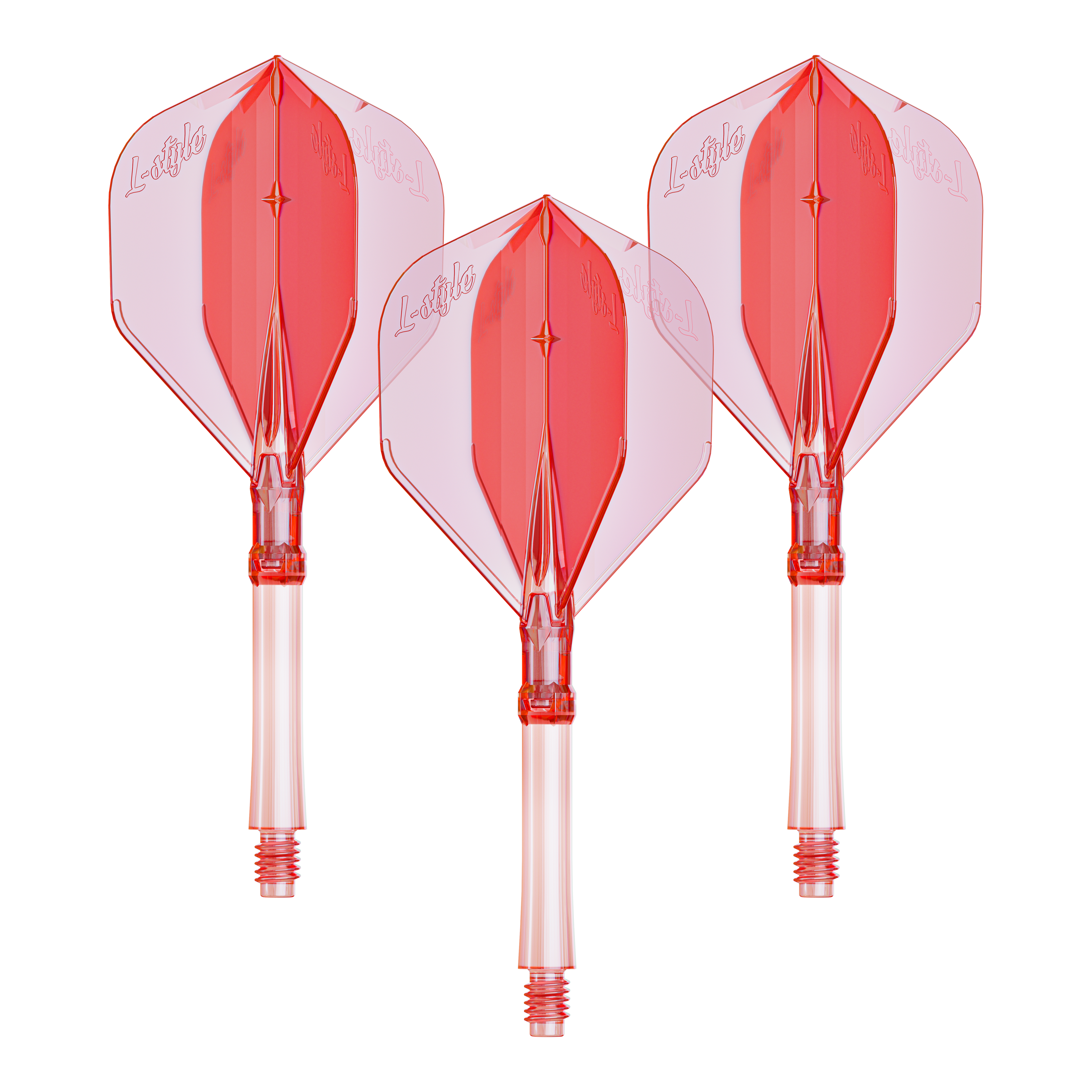 Alette L-Style L-Sytem - Rosso trasparente Ein Set mit großen klar roten Dart-Flights aus dem L-System. Praktisch für Dartspieler, die ihre Ausrüstung verbessern möchten.