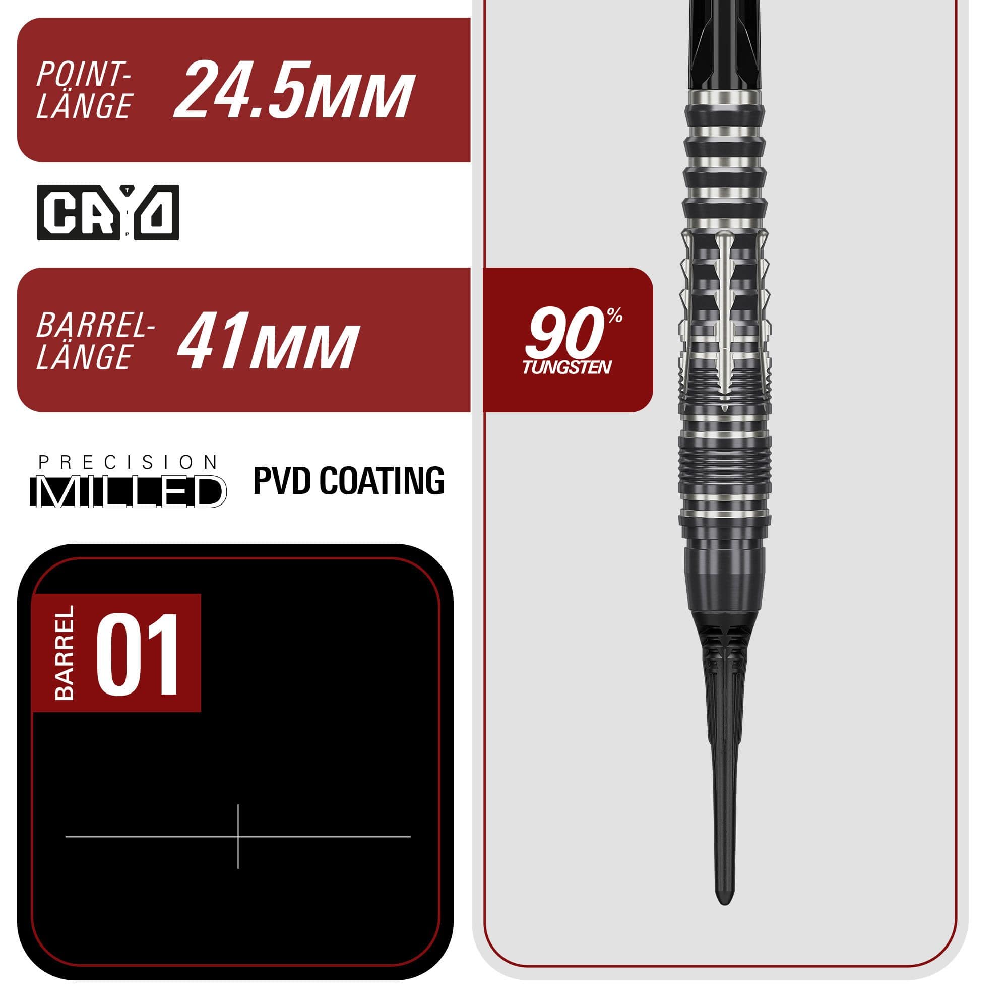 Freccette morbide Target Black Marque Blaze - 18 g Die Target Black Marque Blaze Softdarts - 18g sind abgebildet. Diese Darts zeichnen sich durch ihr elegantes schwarzes Design aus.