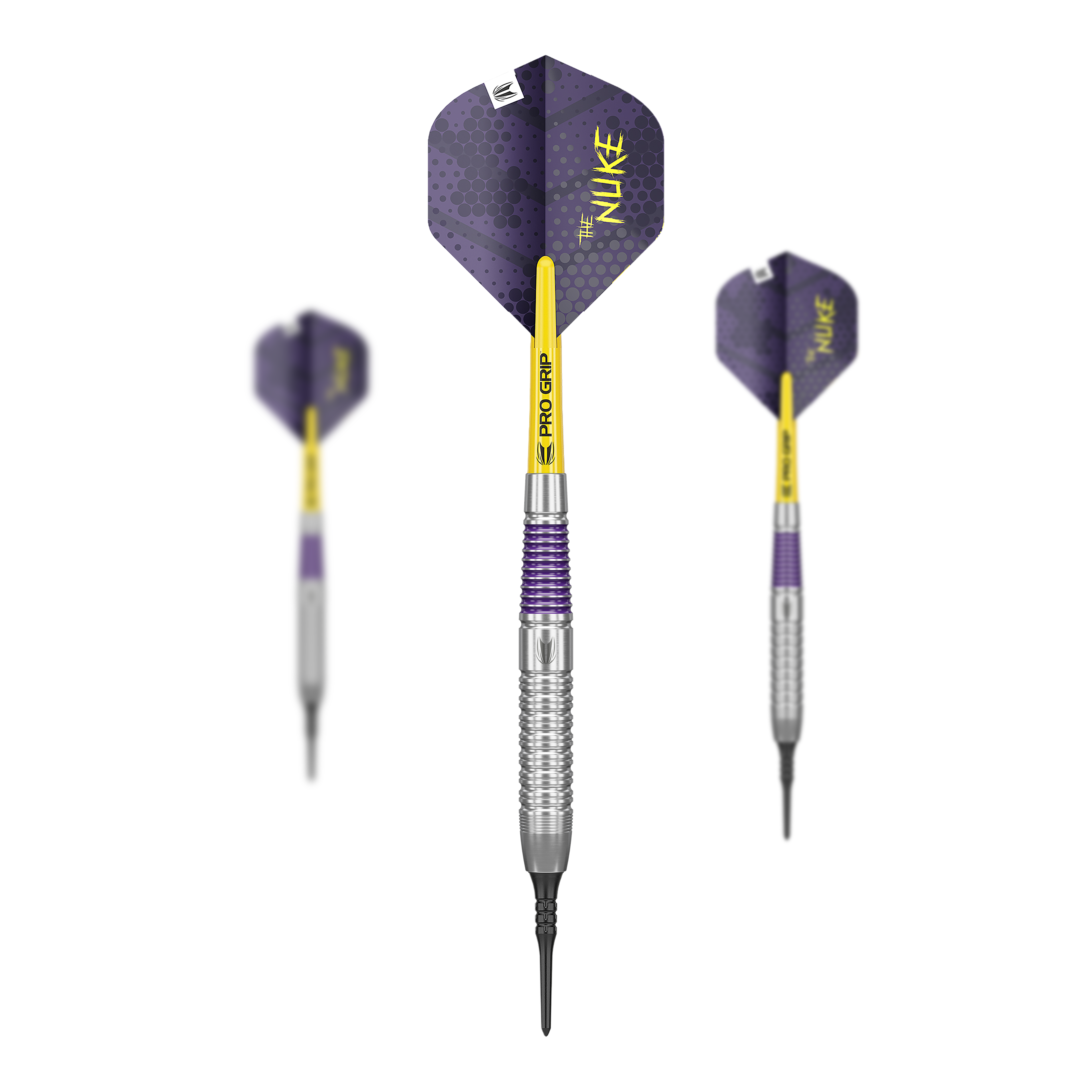 Freccette morbide Target Luke Littler in ottone - 19 g Dieses Bild zeigt das Set der Target Luke Littler Brass Softdarts - 19g. Im Set sind mehrere Dartpfeile des gleichen Modells enthalten.