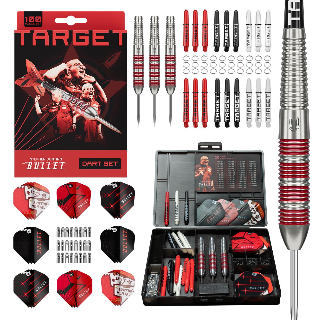 Set di 100 freccette in ottone Stephen Bunting Bullet - 22 g