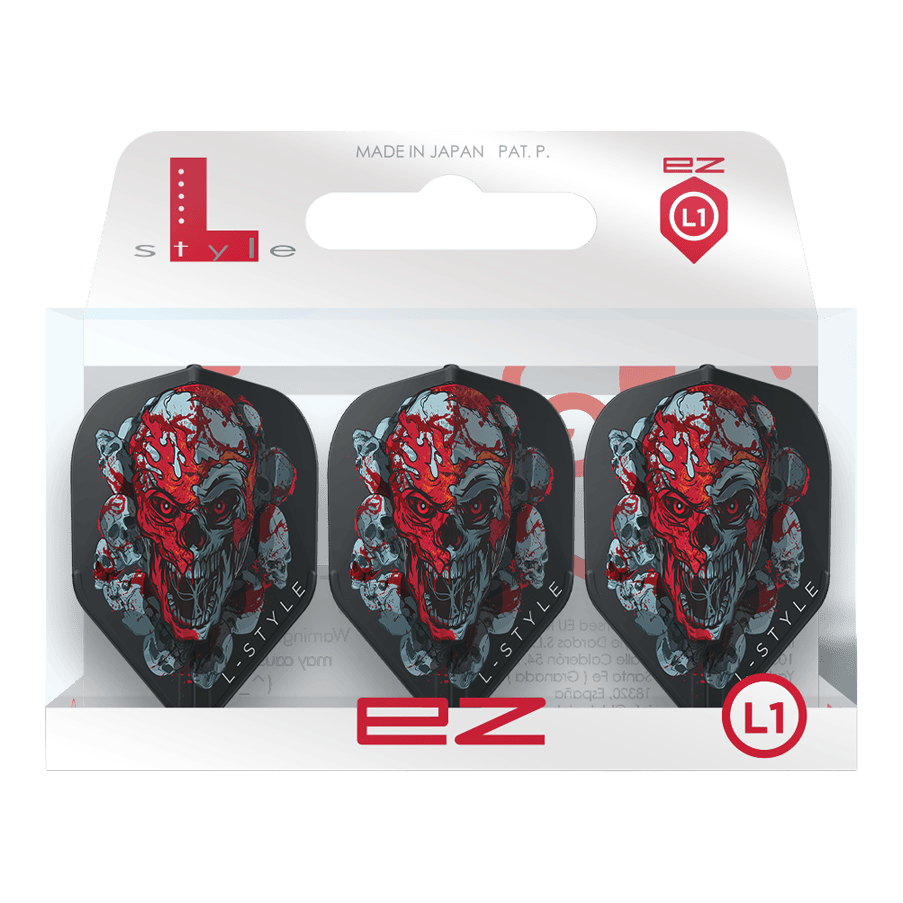 Alette L-Style Ryan Searle Signature V4 nere L1EZ Abgebildet sind die L-Style Ryan Searle Signature V4 Black L1EZ Flights. Sie sind schwarze Signature-Flights für professionelle Dartspieler.