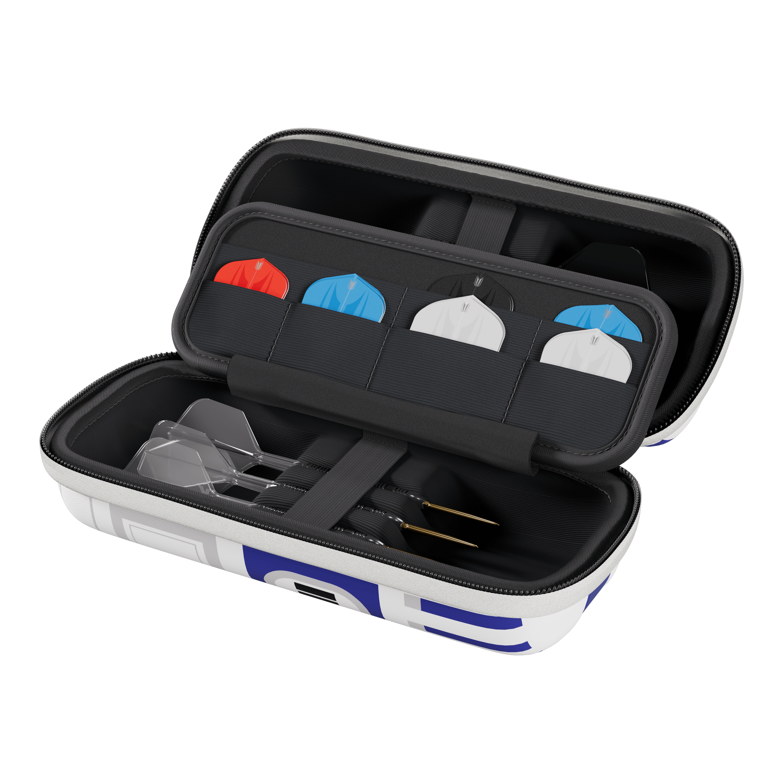 Portafreccette Target Star Wars Boa - R2D2 Das Bild zeigt das Target Star Wars Boa Dartcase im R2D2-Design. Das Dartcase ist für Fans von Star Wars und Dartspielern gedacht.