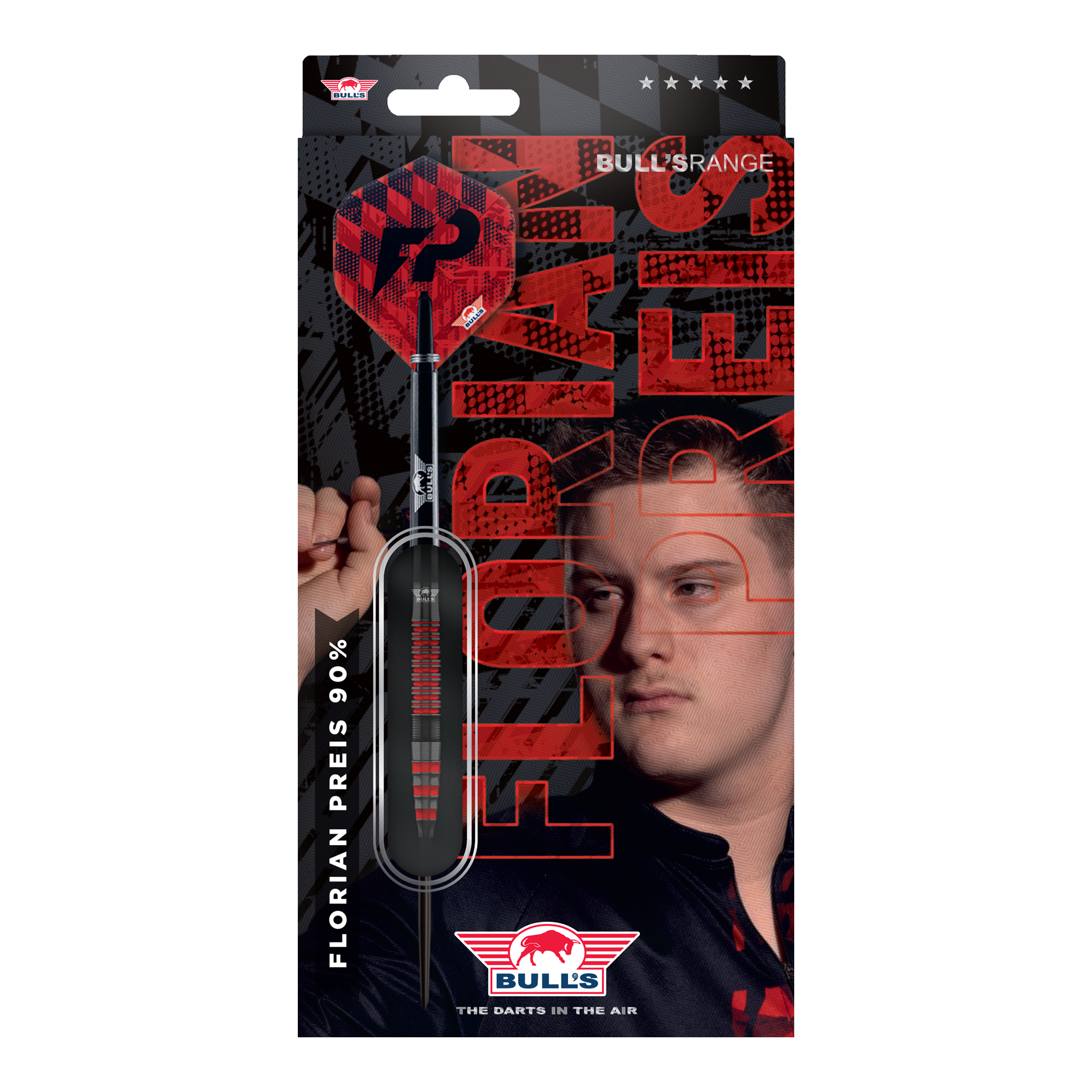 Bulls NL Florian Price Steeldarts - 23 g Das Produkt Bulls NL Florian Preis Steeldarts - 23g wird gezeigt. Die Steeldarts sind aus einer anderen Perspektive dargestellt.