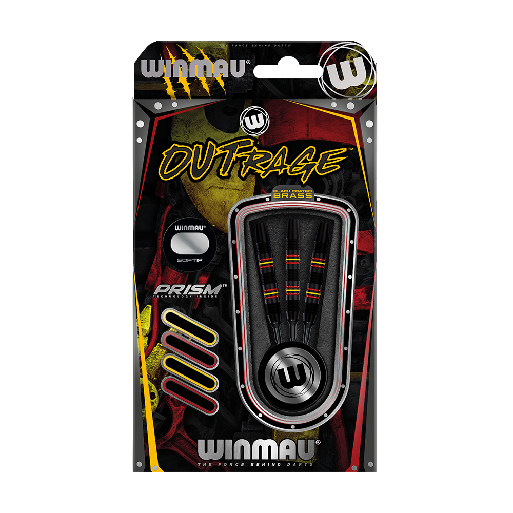 Winmau Outrage V2 Black Coated Brass Softdarts - 18g