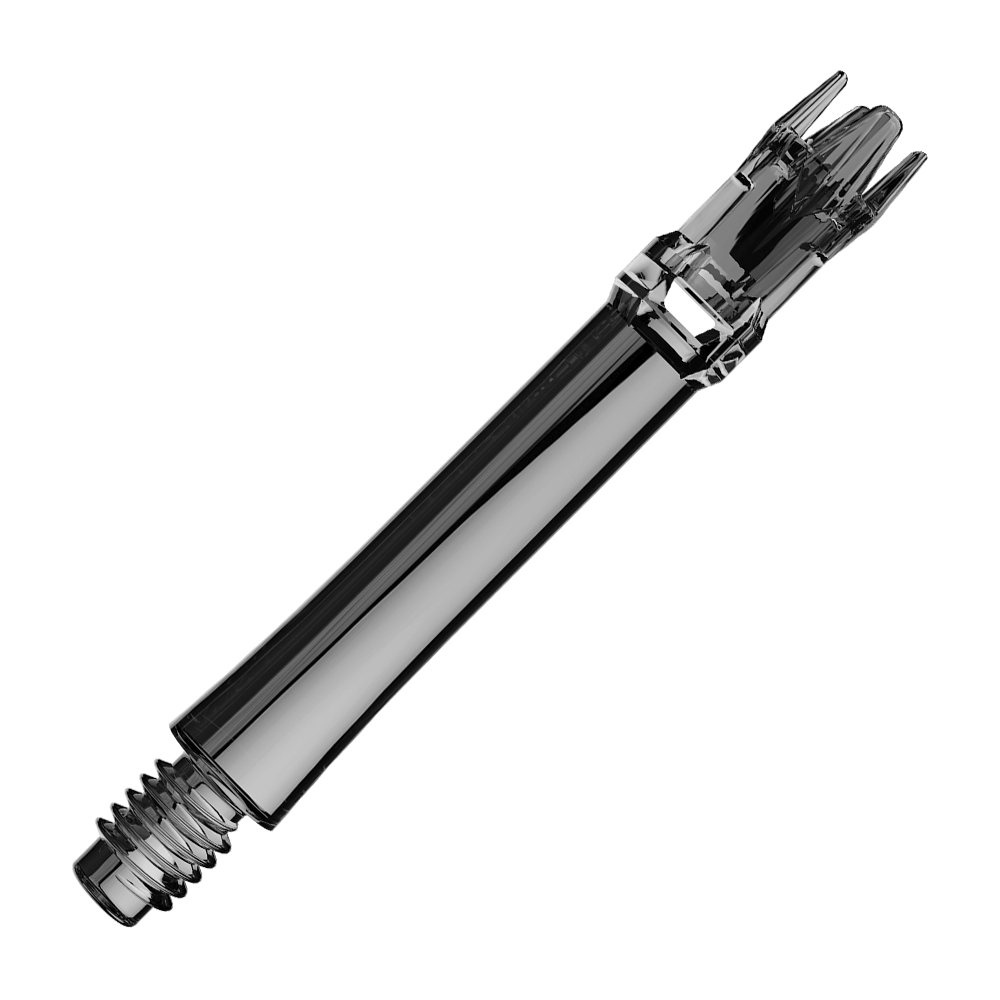 Hier ist eine Ersatzshaft in transparentem Schwarz abgebildet. Die Shaft ist von der Seite zu sehen.