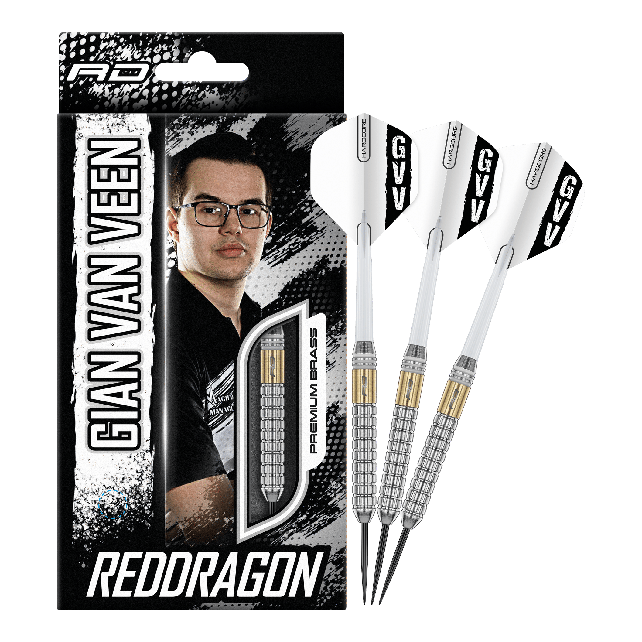 Red Dragon Gian Van Veen Steeldarts in ottone - 21 g