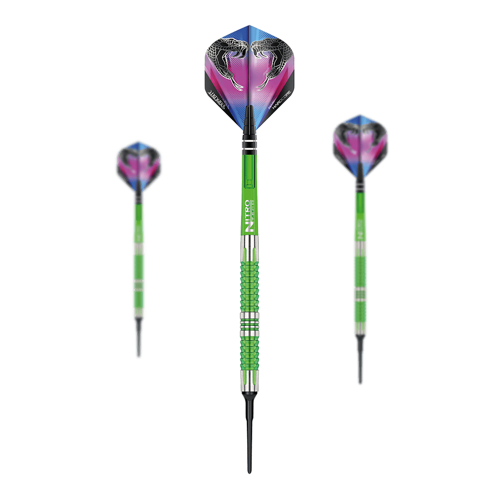 Red Dragon Peter Wright Snakebite Mamba 2 freccette morbide Red Dragon Peter Wright Snakebite Mamba 2 Softdarts. Das Bild zeigt Softdarts mit Schlangenmotiv.