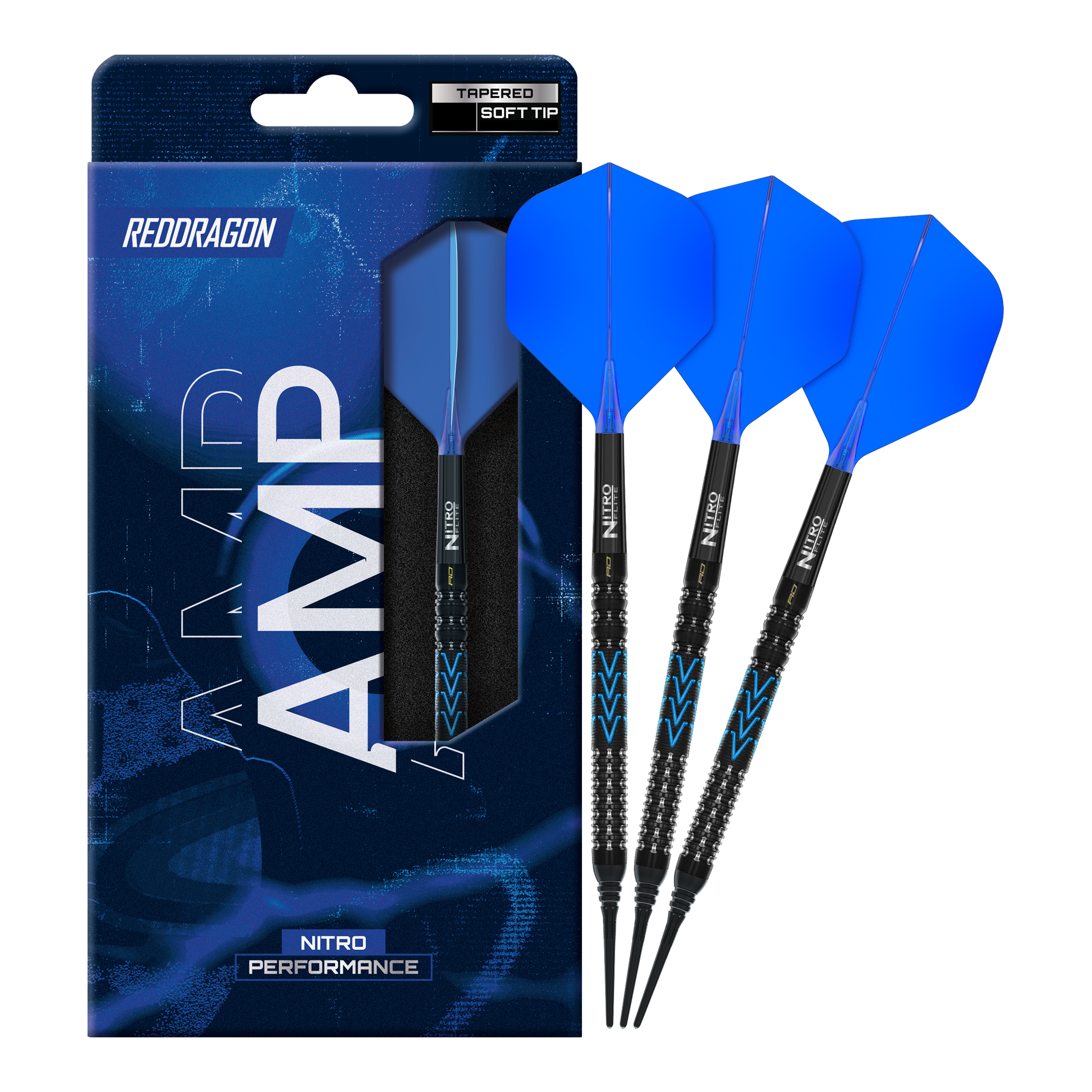 Freccette morbide affusolate Red Dragon Amp - 20 g Zu sehen sind Red Dragon Amp Tapered Softdarts mit 20g Gewicht. Diese Darts sind besonders für präzises Werfen geeignet.