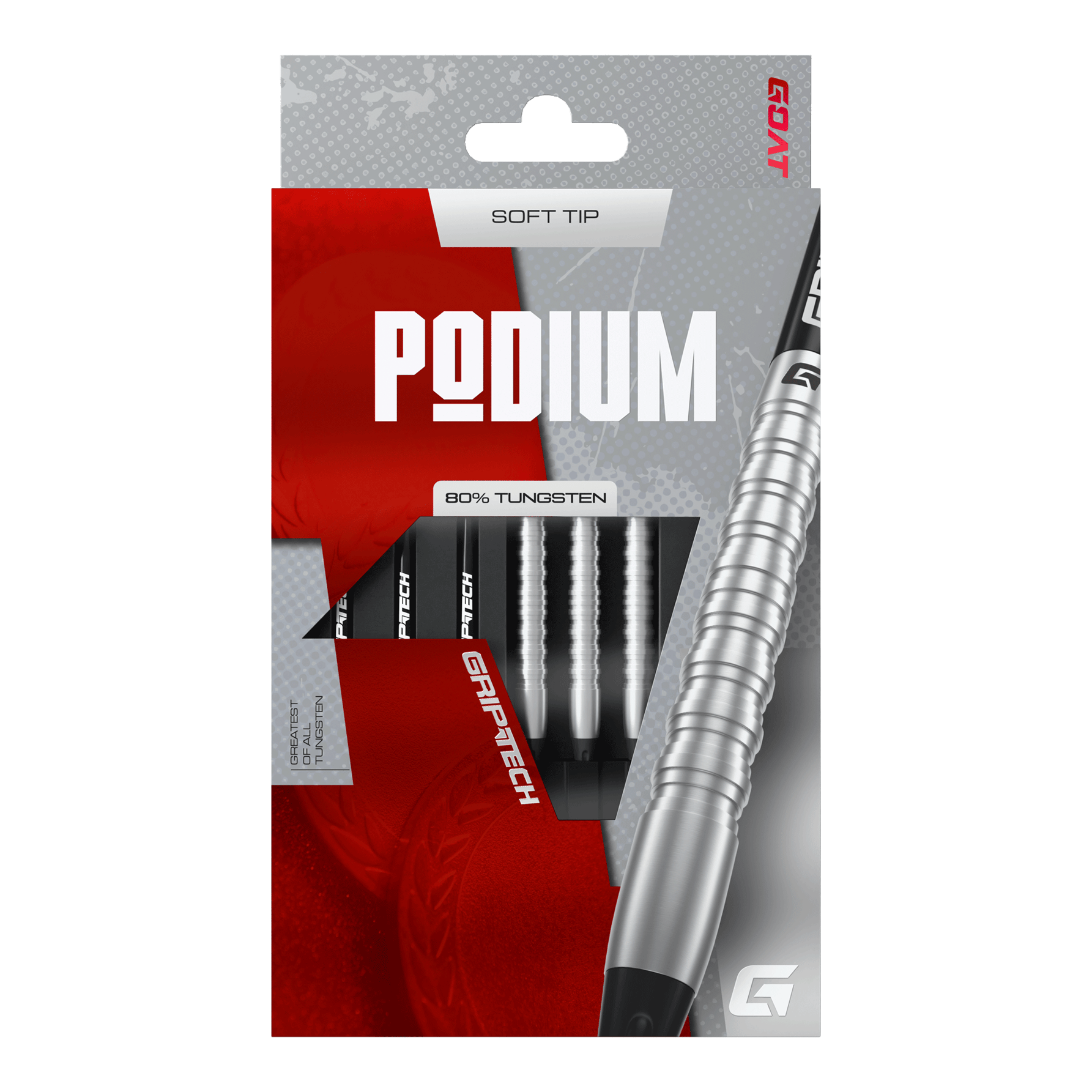 Freccette morbide GOAT Podium Silver - 18 g Das Foto zeigt die GOAT Podium Silver Softdarts mit 18g Gewicht. Diese silbernen Softdarts eignen sich ideal für Dartspieler.