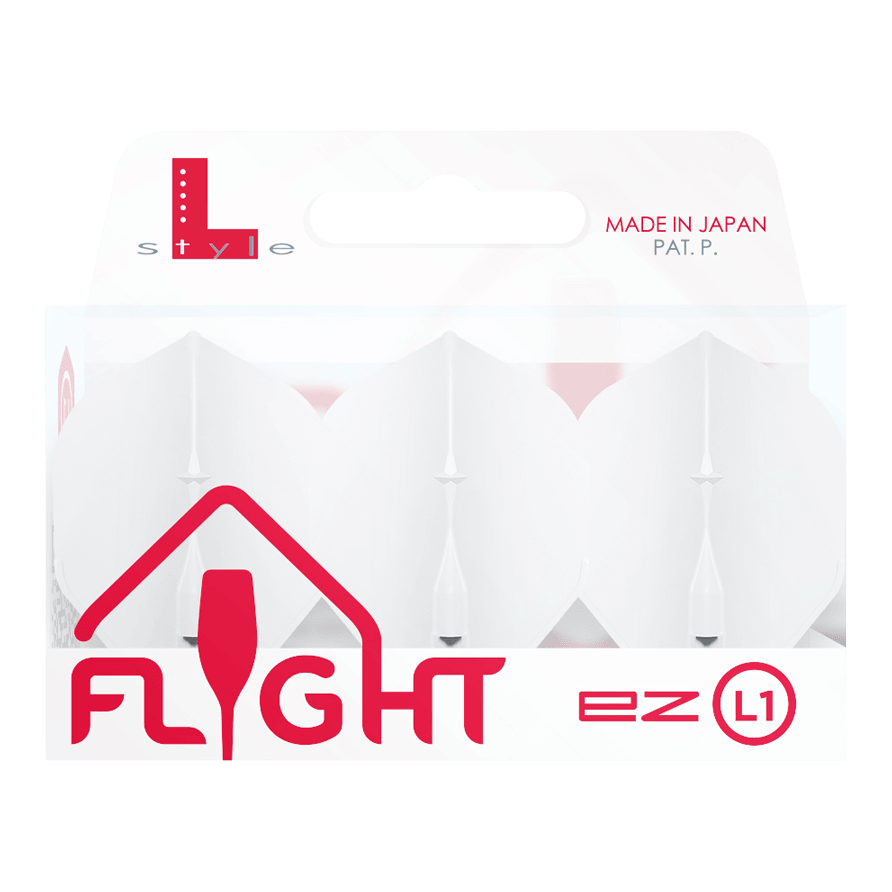 Voli standard L-Style Champagne L1EZ Die Abbildung zeigt eine Packung der "L-Style Champagne L1EZ Standard Flights". Die Flights sind weiß und werden in Japan hergestellt.