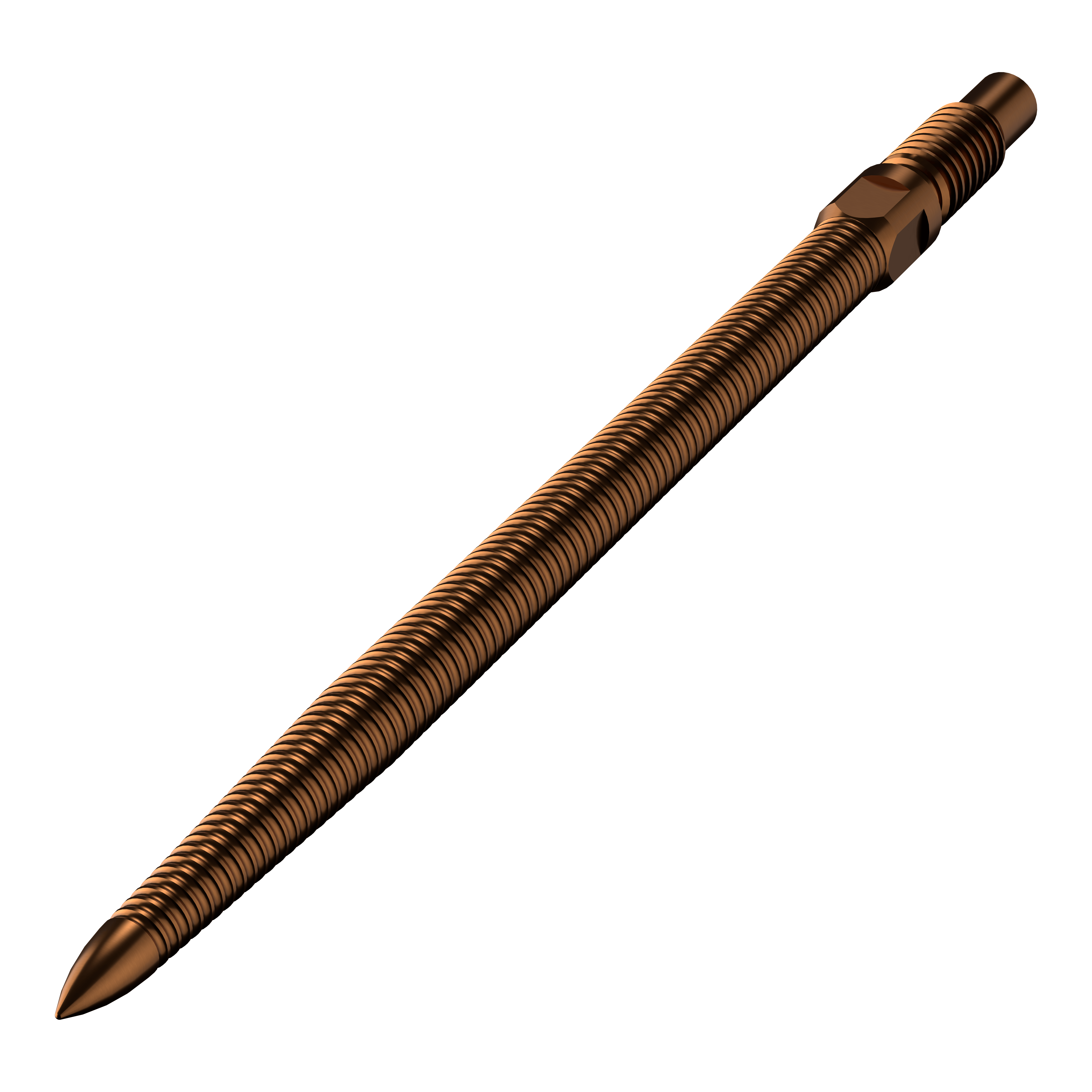 Zu sehen ist eine Dartspitze mit MicroGrip in Bronze. Die Länge der Spitze beträgt 36mm.