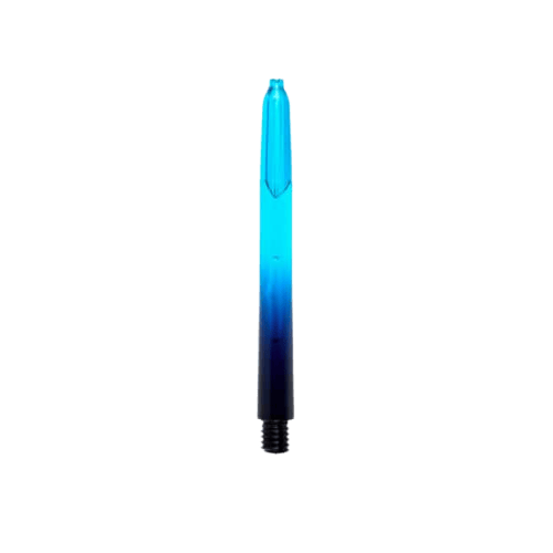 Pentathlon Vignette Plus Shafts nero/ciano Das Bild zeigt einen Pentathlon Vignette Plus Shaft in den Farben Schwarz und Cyan. Der Schaft hat ein Farbverlauf-Design, das von unten nach oben von Schwarz zu Cyan wechselt.
