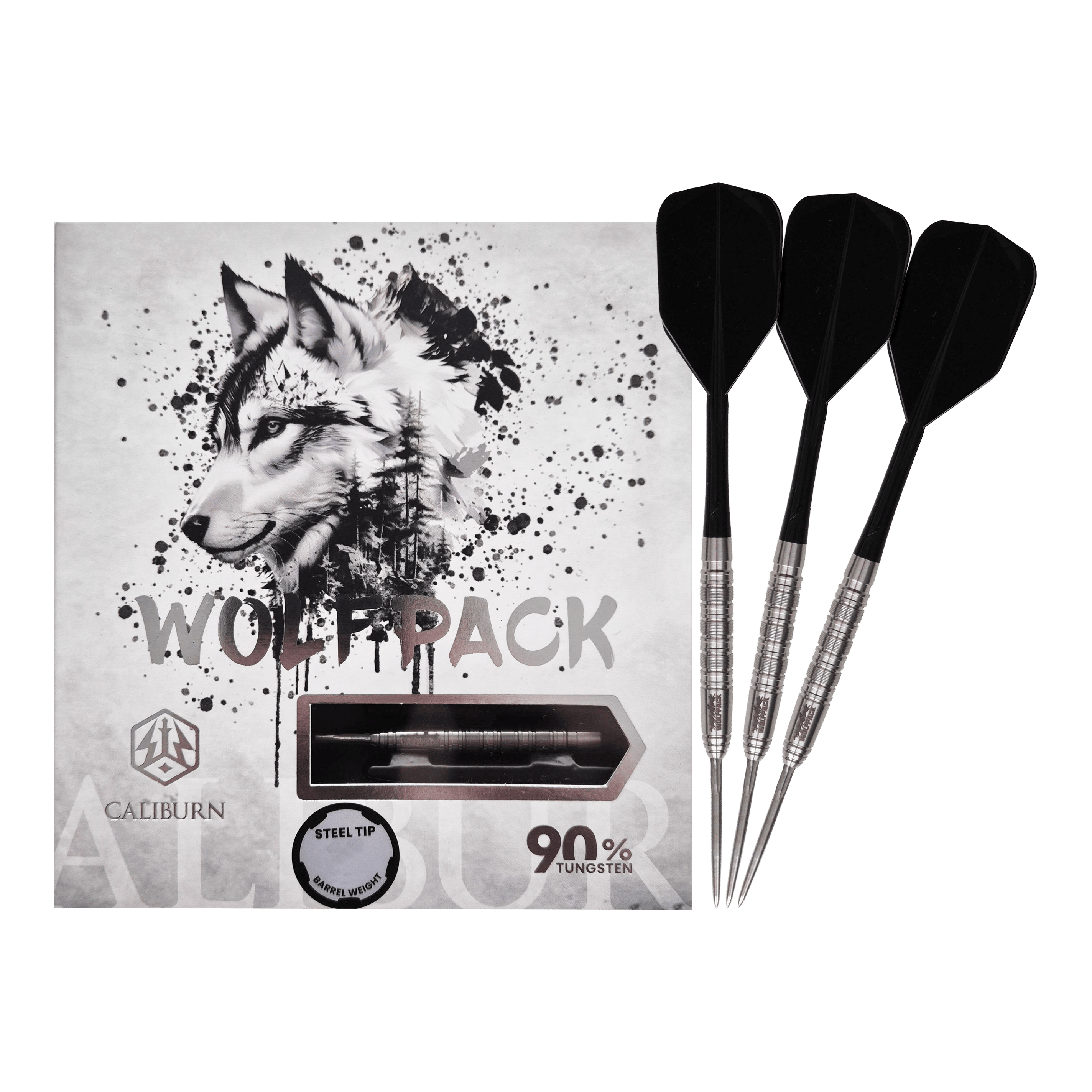 Freccette in acciaio Caliburn Wolfpack W7 - 21 g Zu sehen sind die Caliburn Wolfpack W7 Steeldarts mit einem Gewicht von 21g. Die Steeldarts eignen sich für anspruchsvolle Dartspieler.