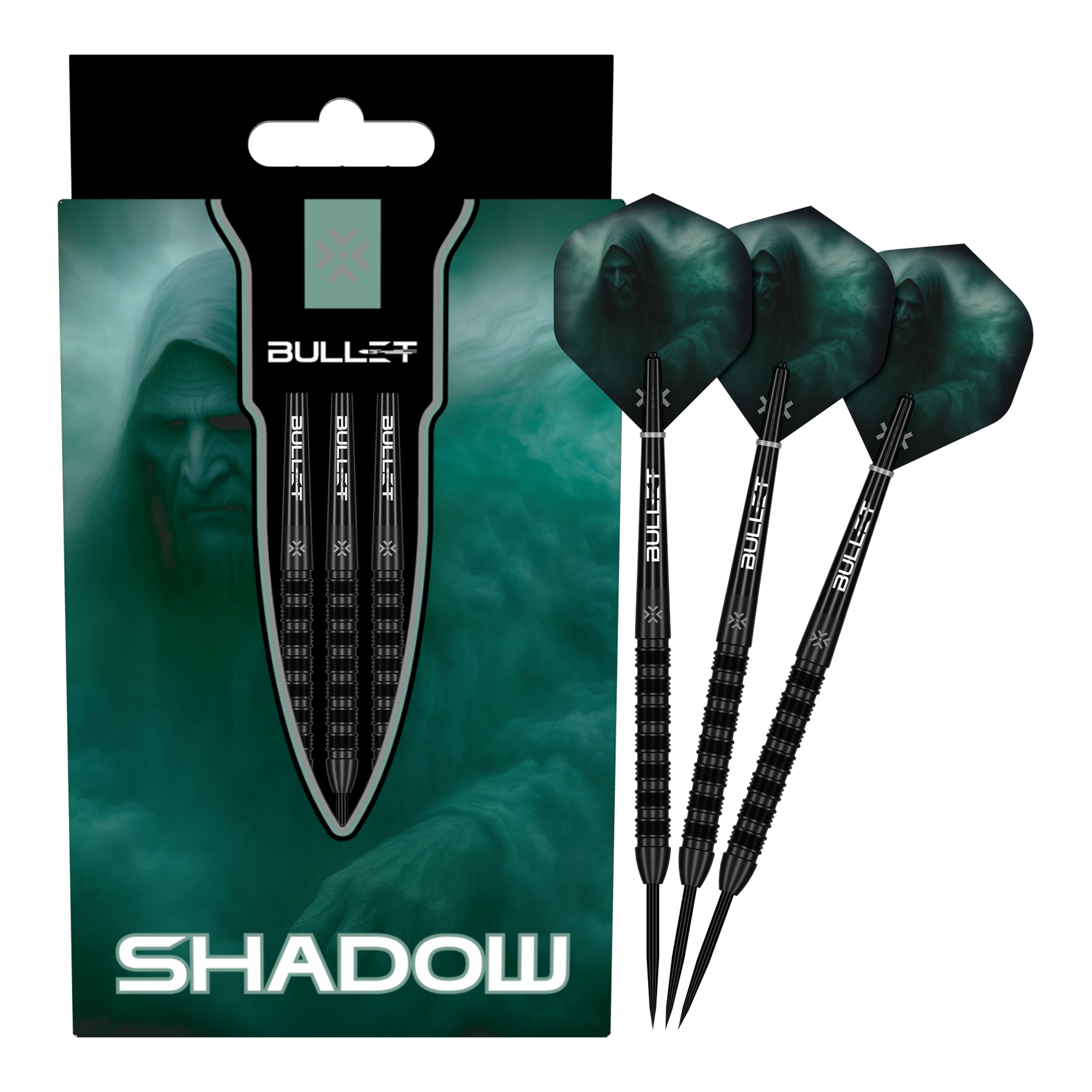 Freccette in acciaio Bullet Shadow Das Bild zeigt die Bullet Shadow Steeldarts. Sie sind hochwertige Steeldarts mit einem modernen Design.