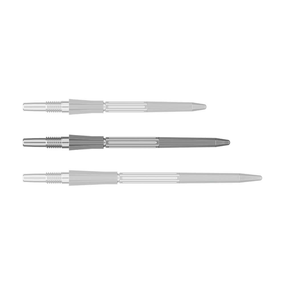 Punte per freccette Target Elysian Archetype 43 Swiss Point in acciaio - Argento Dargestellt ist eine einzelne silberne Dartspitze mit einer Länge von 35mm. Sie gehört zum Swiss Point System.