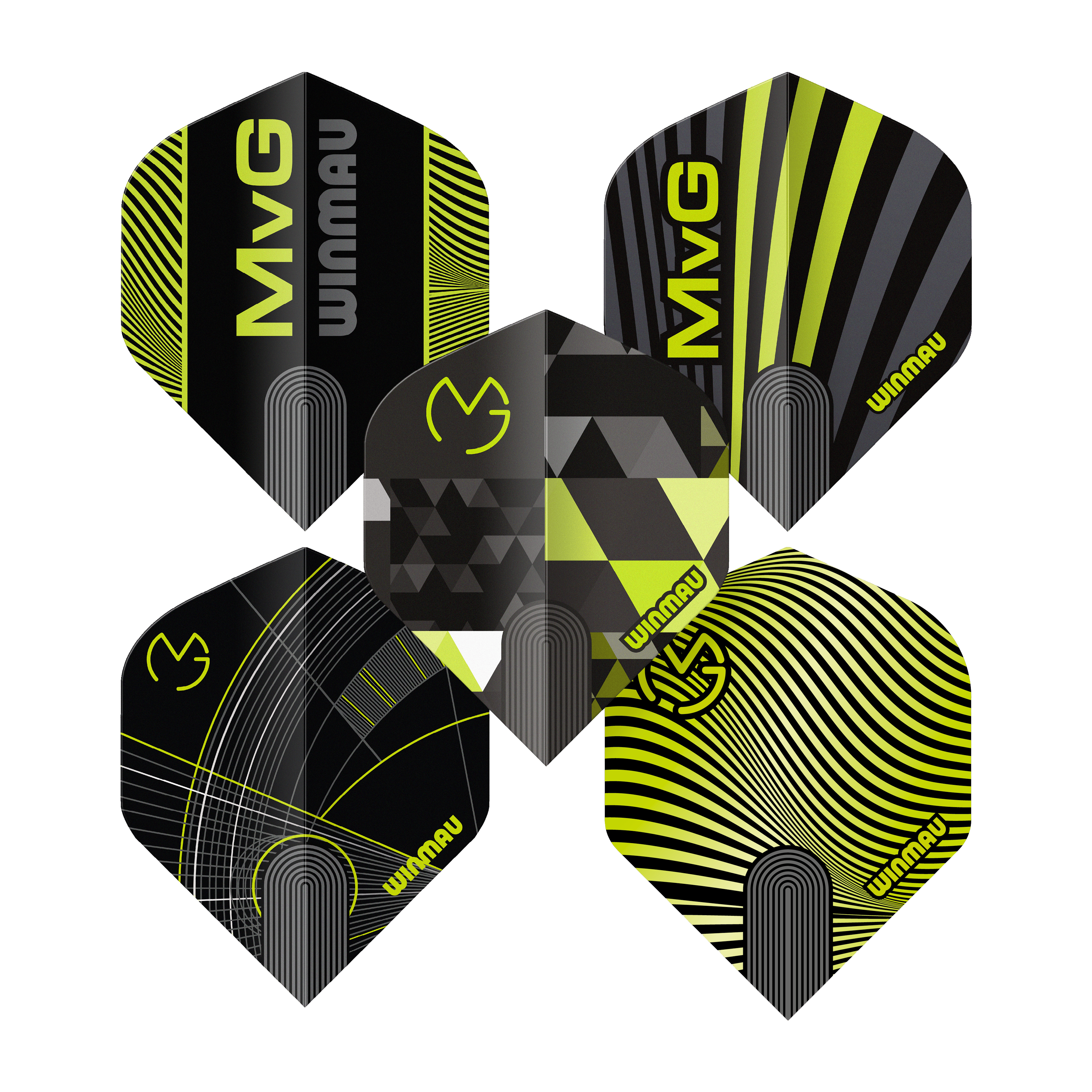 Winmau Michael Van Gerwen Prisma No2 Collezione di voli standard Dieses Bild zeigt die Winmau Michael Van Gerwen Prism No2 Standard Flight Collection. Das Produkt ist speziell für den Dartsport entwickelt.