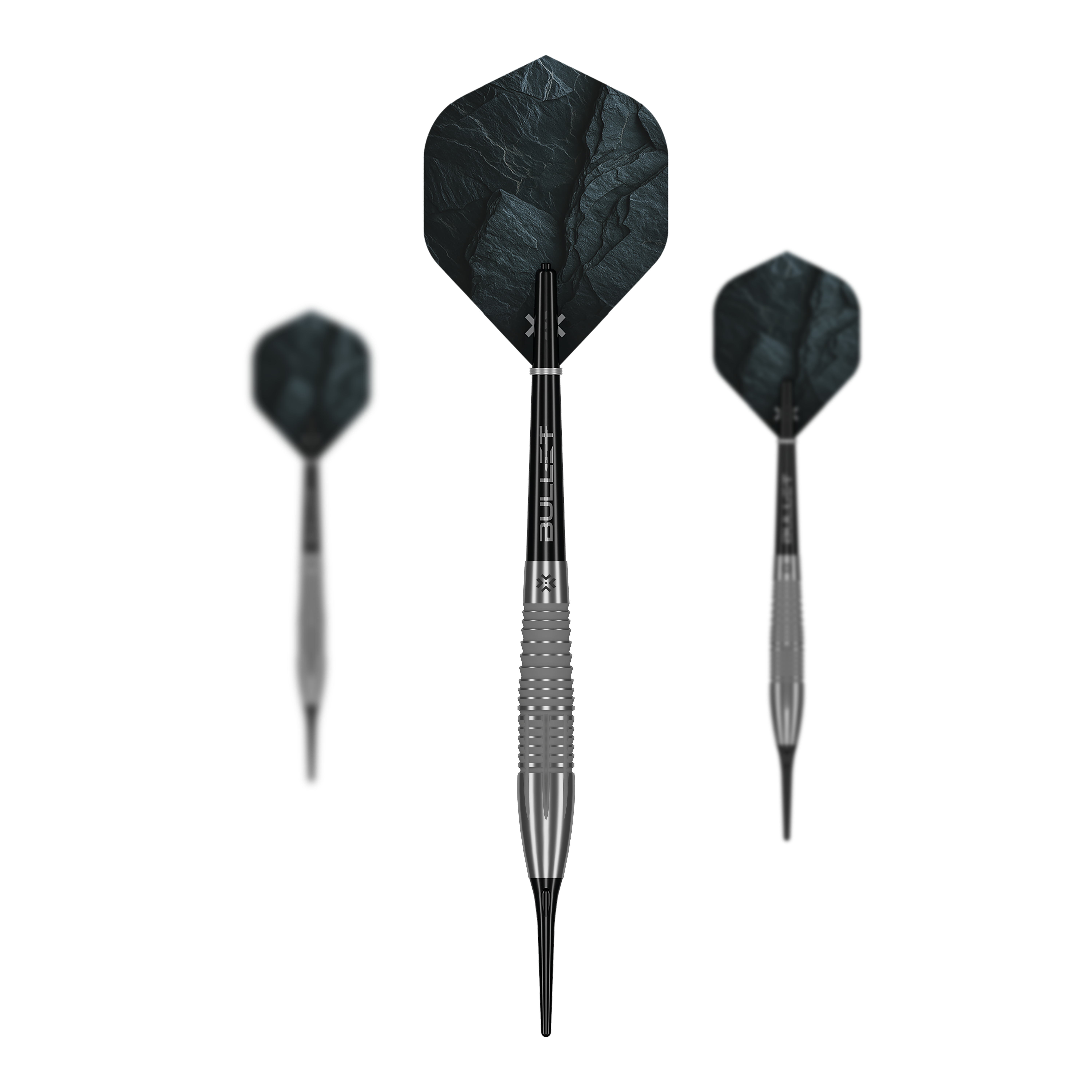 Freccette morbide Bullet Monolith - 20 g Hier sind die Bullet Monolith 20g Soft Darts zu sehen. Die Softdarts eigenen sich für elektronische Dartboards.