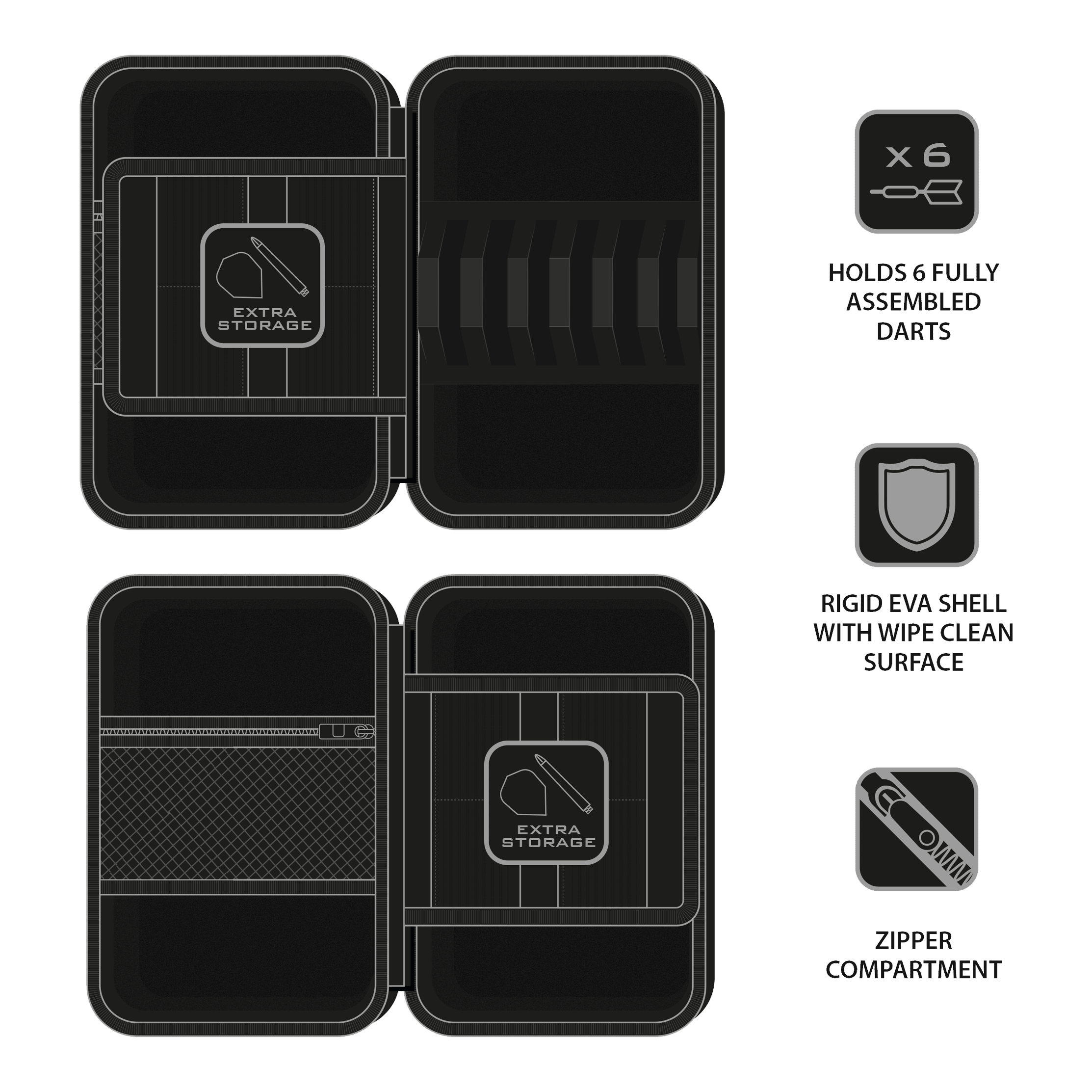 Custodia per freccette Ryan Searle Player Pro6 di Harrow Harrows Ryan Searle Player Pro6 Dartcase ist ein professionelles Dartcase für Spieler. Es bietet Platz für mehrere Darts und Zubehör.
