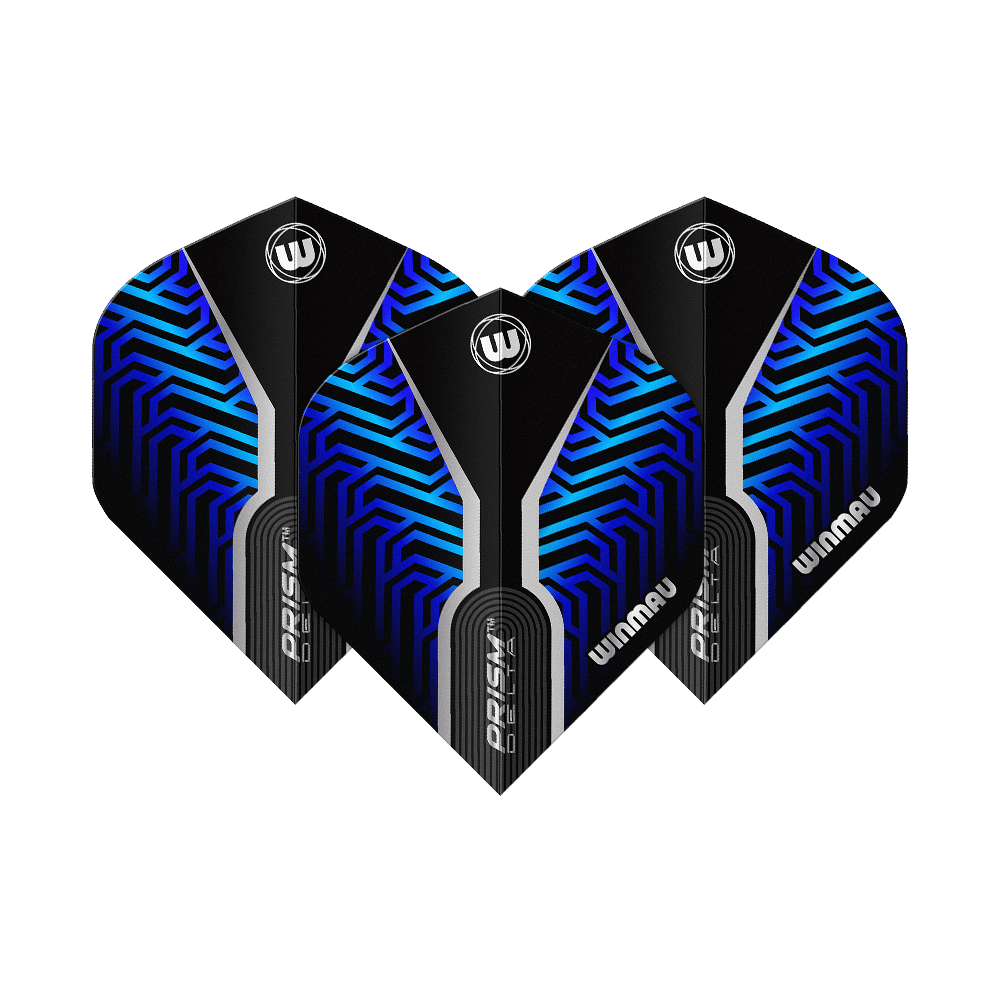 Voli standard Winmau Prism Delta Blue n. 2 Abgebildet sind die Winmau Prism Delta Blue No2 Standard Flights. Diese Dart Flights sind in Schwarz und Blau gestaltet.
