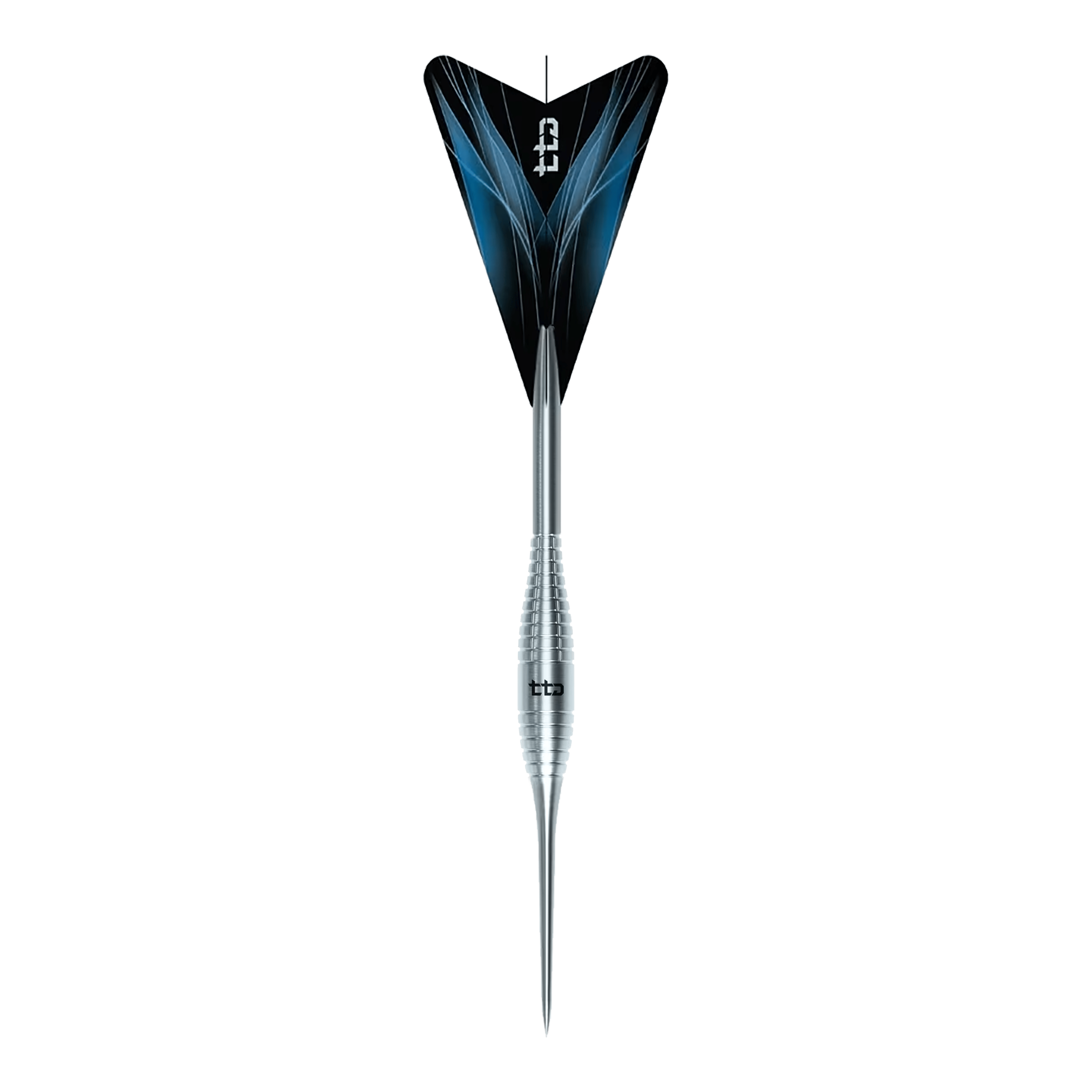 Abgebildet ist das Produkt Caliburn TTD Complete Titanium T2 Silver Steeldarts - 6g. Diese silbernen Steeldarts bestehen aus Titan und wiegen 6 Gramm.