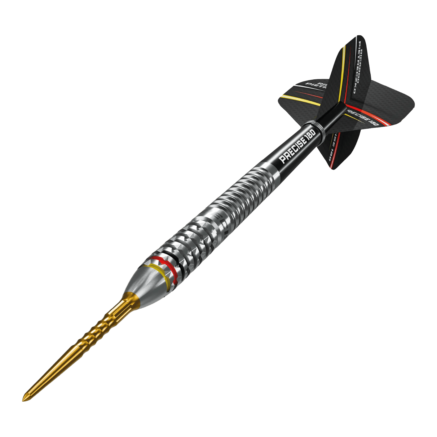 Freccette in acciaio di precisione Ricardo Pietreczko GEN1, numero 180 Das Bild zeigt die Precise 180 Ricardo Pietreczko GEN1 Steeldarts. Moderne Steeldarts zur professionellen Verwendung.