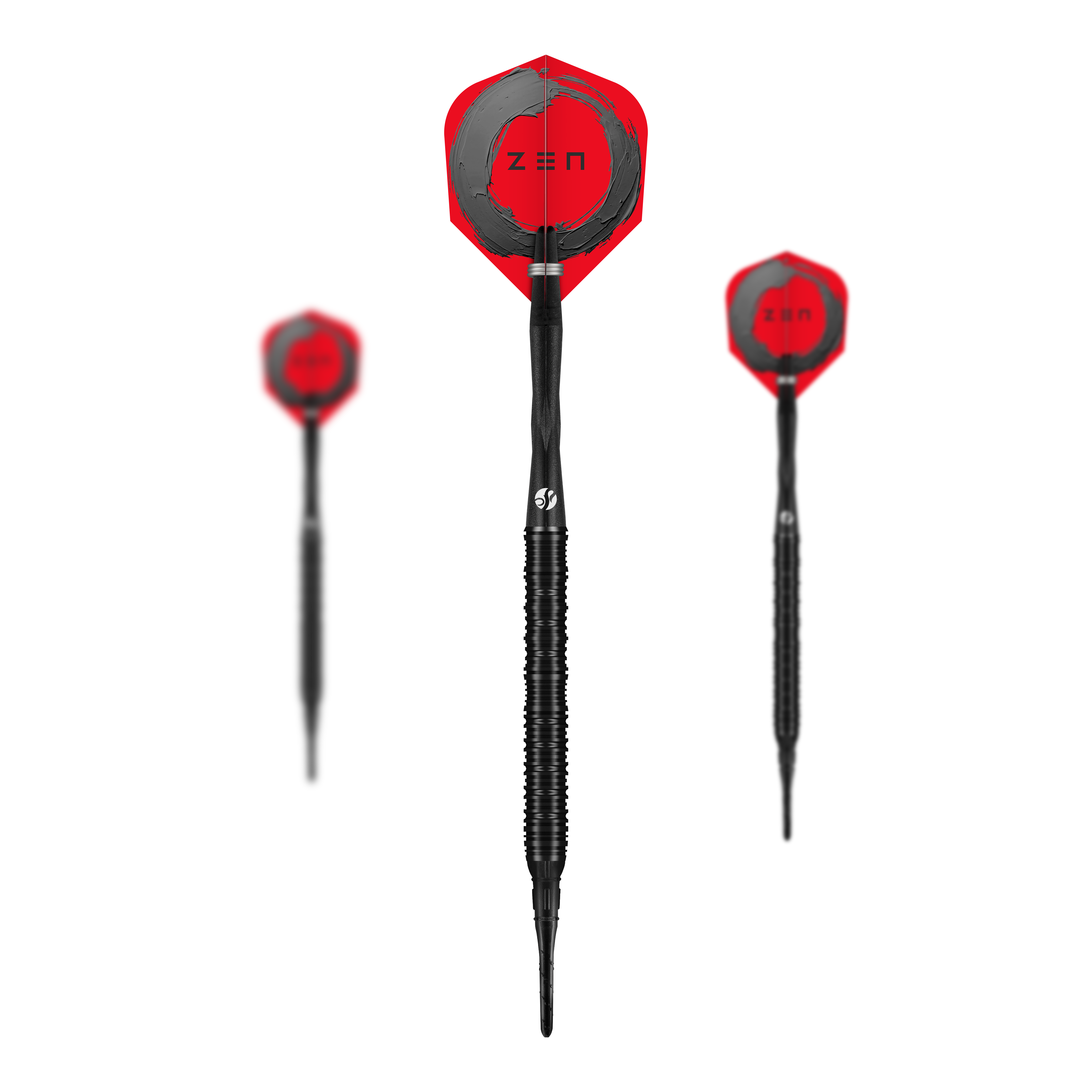 Freccette morbide Shot ZEN Straight - 20 g Das Bild zeigt ein Set der Shot ZEN Straight Softdarts - 20g. Das Set ist komplett für den Dartgebrauch ausgelegt.