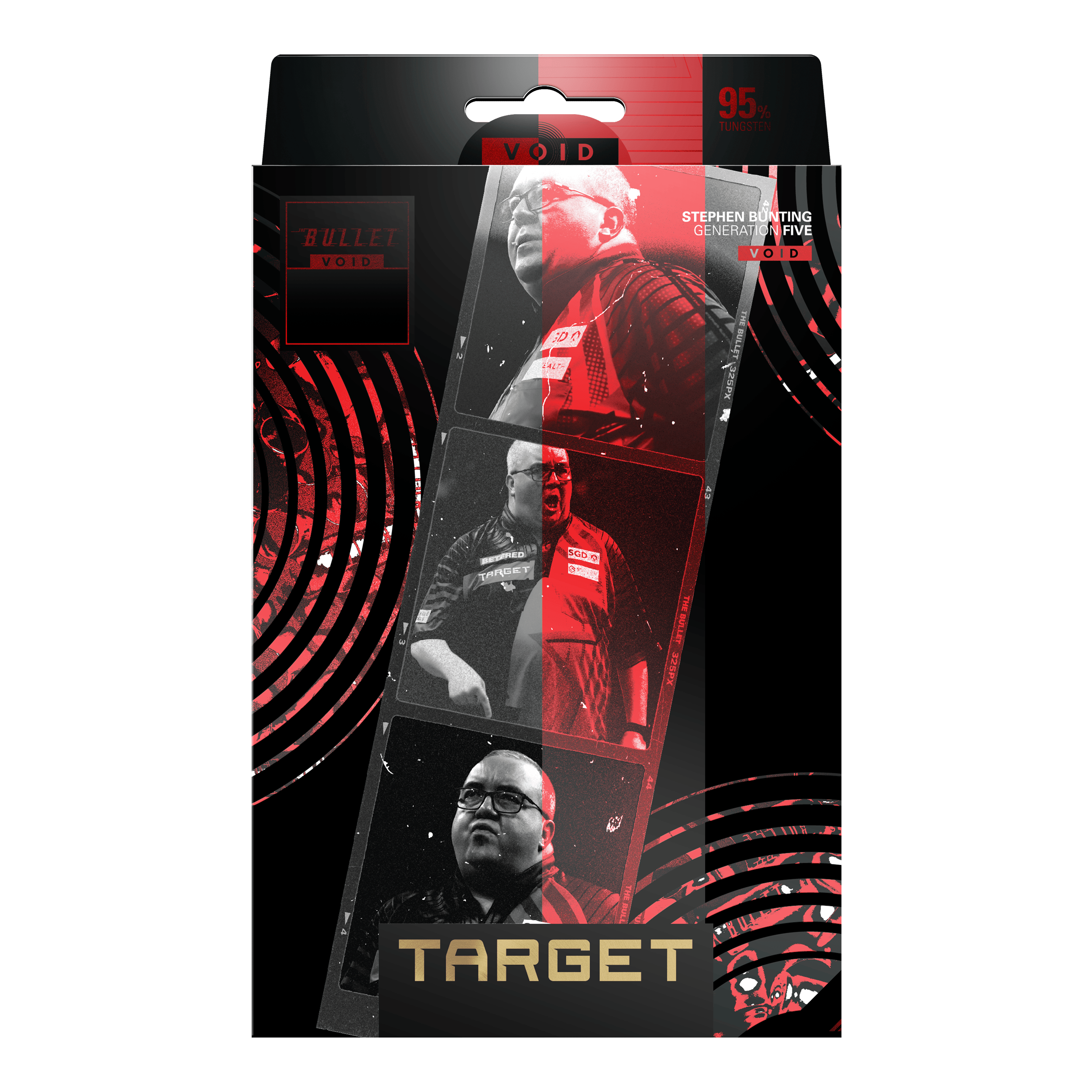 Freccette morbide Target Stephen Bunting GEN5 Void - 18 g Die Abbildung zeigt die Target Stephen Bunting GEN5 Void Softdarts - 18g. Sie zeichnen sich durch eine hochwertige Verarbeitung und ein modernes Aussehen aus.