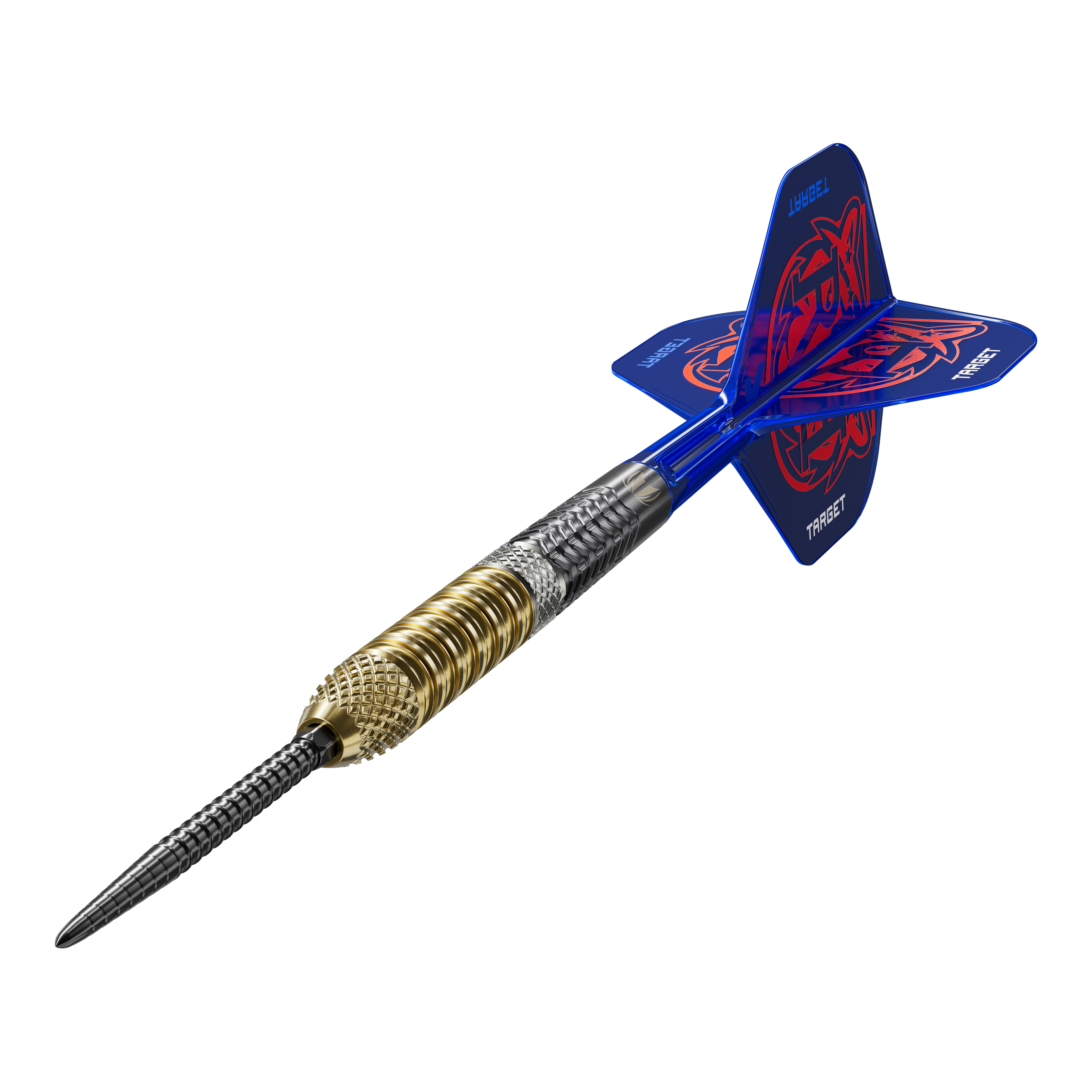Abgebildet sind die Target Raymond Van Barneveld GEN6 Swiss Point Steeldarts. Es handelt sich um hochwertige Steeldarts für Dartspieler.