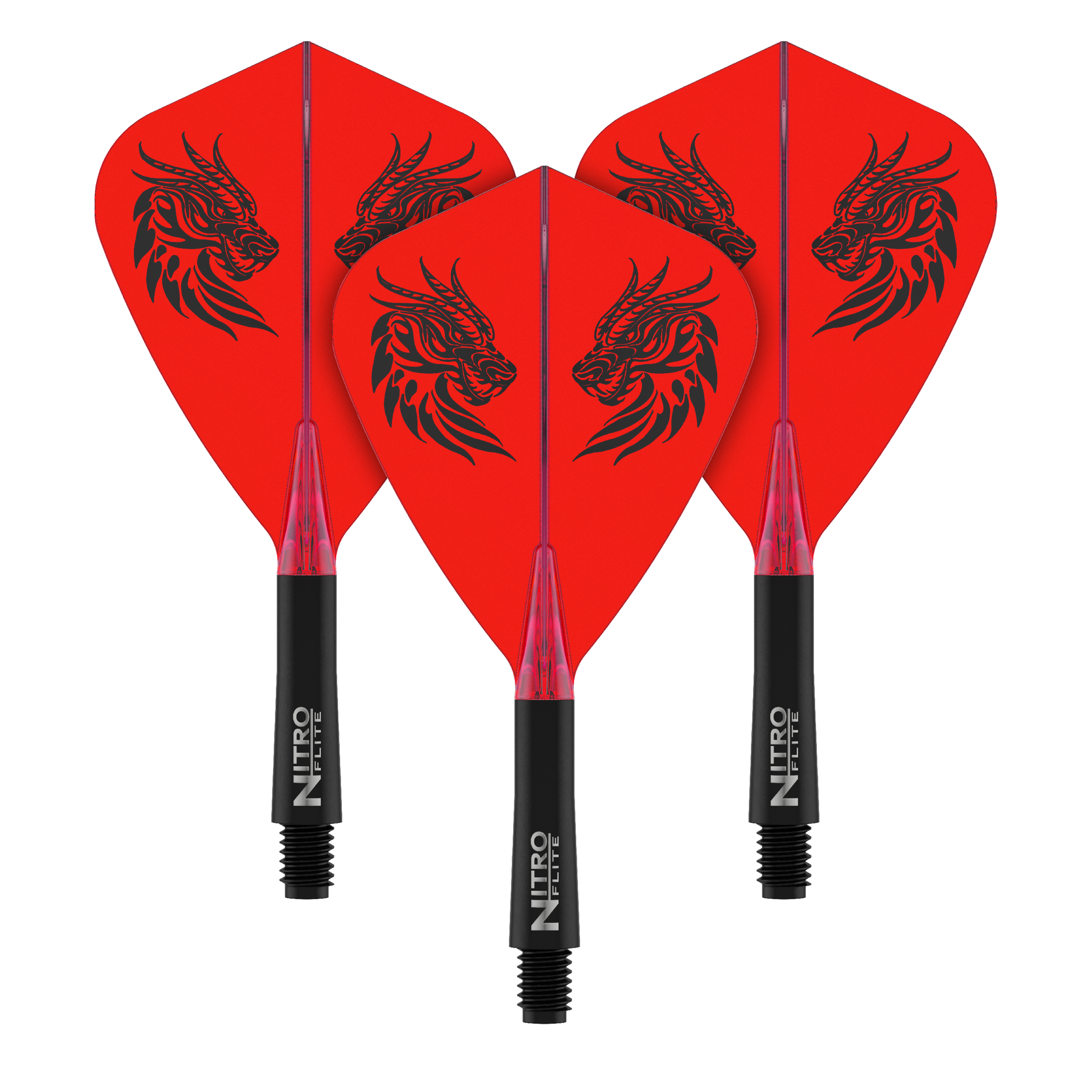 Red Dragon Nitro Flite - Voli con aquilone di Jonny Clayton Ein Satz Dart-Flights, vermutlich Jonny Clayton Kite Flights Short 22mm, abgebildet. Das Bild zeigt die Flights aus einer anderen Perspektive.