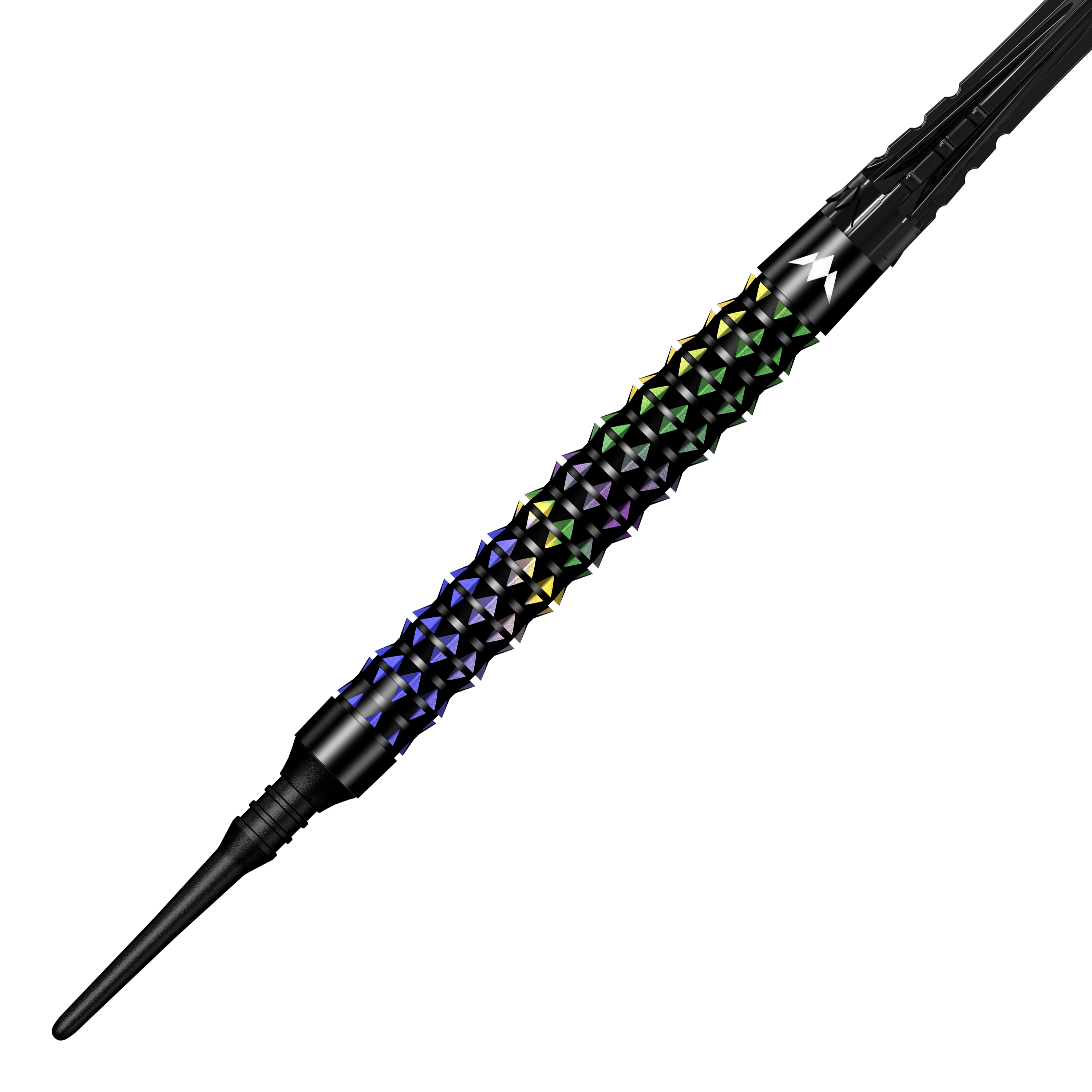 Freccette morbide Mission Black Opal - 20 g Mission Black Opal Softdarts - 20g wird seitlich präsentiert. Das Design betont die schwarze Oberfläche und die hochwertige Verarbeitung.