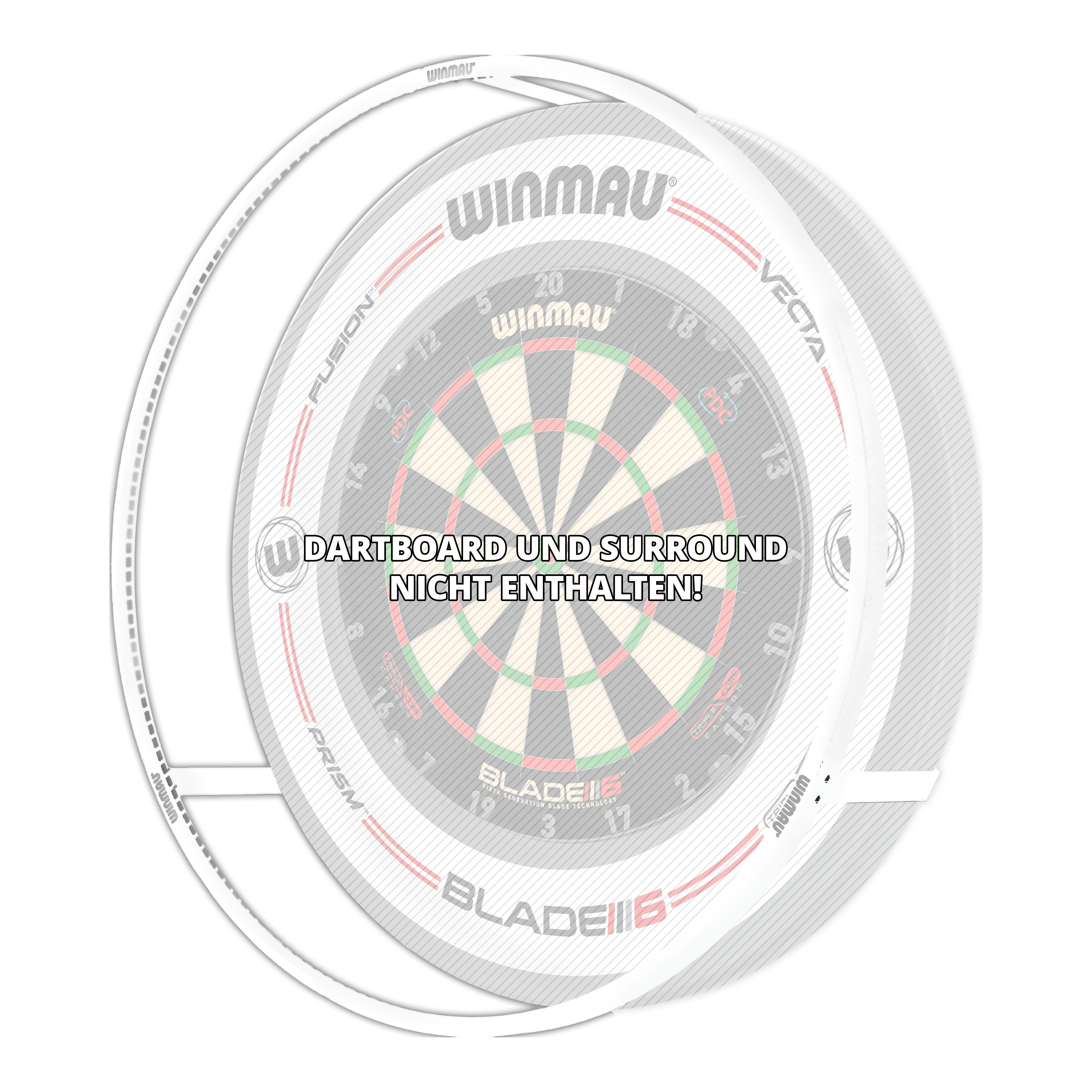 Luce LED per freccette al plasma Winmau Plasma Ice Auf dem Bild ist das Produkt "Winmau Plasma Ice LED Dartboard Light" zu sehen. In der Mitte steht geschrieben: "Dartboard und Surround nicht enthalten!"