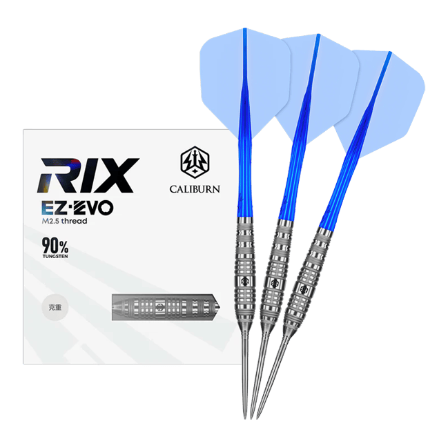 Freccette in acciaio Caliburn Rix EZ-EVO R3 Dieses Bild zeigt die Caliburn Rix EZ-EVO R3 Steeldarts in voller Ansicht. Das Produkt ist auf Präzision und Balance ausgelegt.