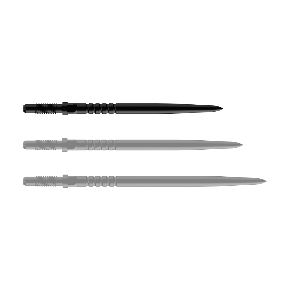 Punte per freccette Bulls NL Convertible Point - Impugnatura ad anelli - Nere Abgebildet ist ein Dartspitzen-Set. Es handelt sich um BullsNL Convertible Points mit Ringed Grip in Schwarz, 32mm.