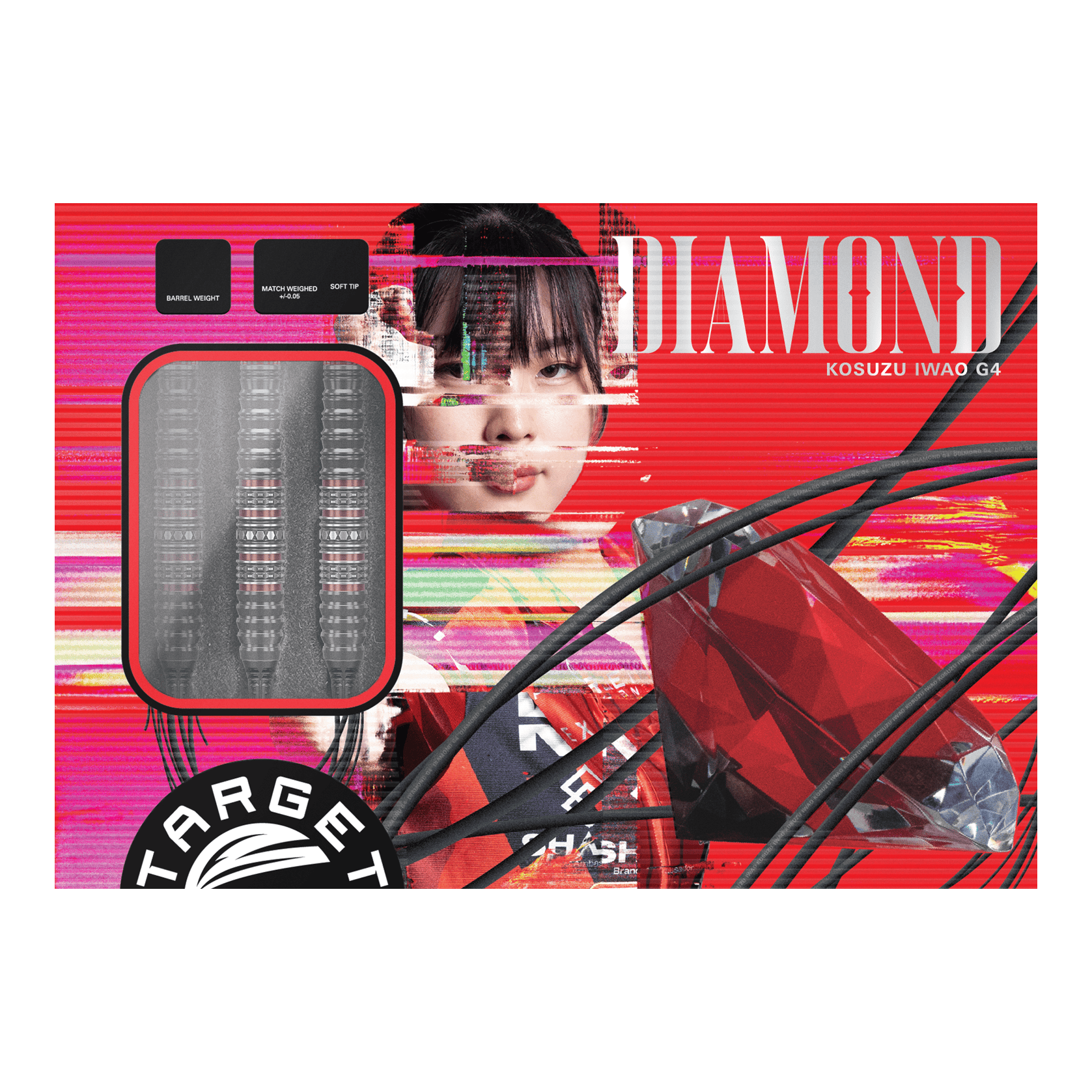 Freccette morbide Target Japan Prime Series Diamond Kosuzu Iwoa GEN4 - 18 g Abgebildet sind die Target Japan Prime Series Diamond Kosuzu Iwoa GEN4 Softdarts mit 18g. Sie eignen sich besonders für ambitionierte Dartspieler.