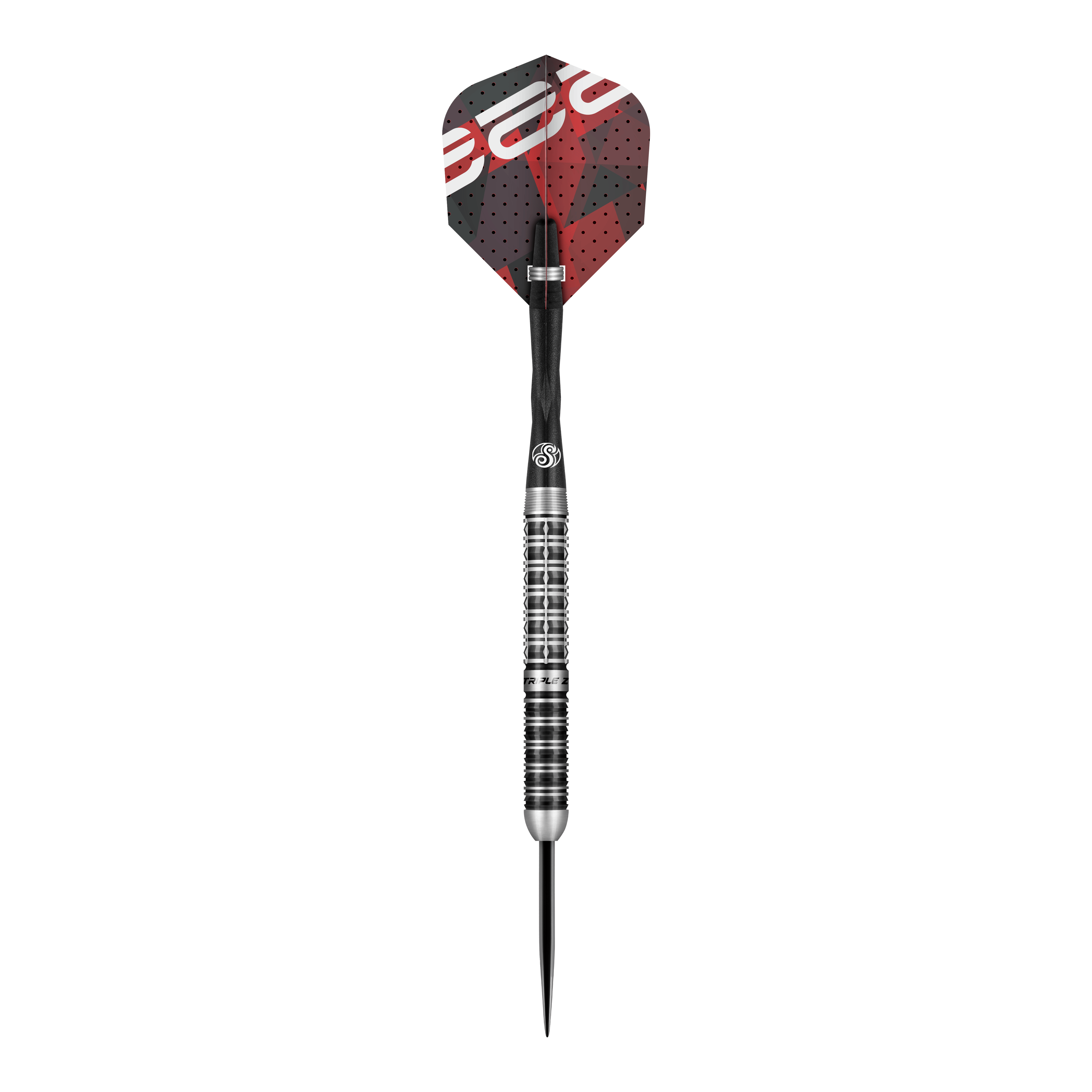 Freccette in acciaio Shot Niels Zonneveld V2 Dies ist ein Steeldart aus der Serie "Shot Niels Zonneveld V2". Der Dart hat ein silbernes, geriffeltes Barrel und schwarze sowie rote Flights.