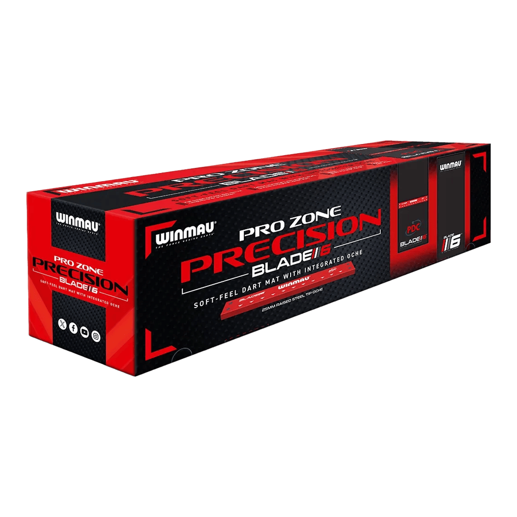 Tappetino per freccette morbido Winmau Pro Zone Precision Blade 6 Abgebildet ist die Winmau Pro Zone Precision Blade 6 Soft Dartmatte. Die Matte eignet sich ideal für Softdarts und präzises Spielen.
